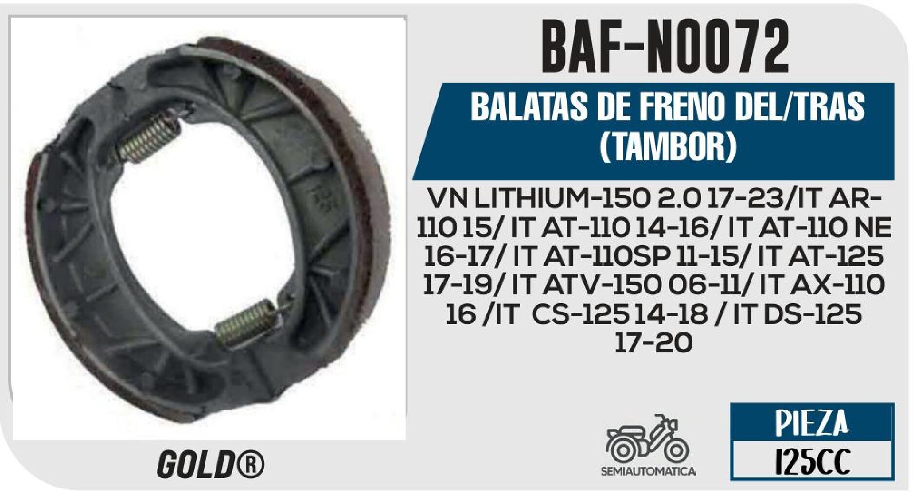 BALATAS DE FRENO DEL/TRAS (TAMBOR) / BAF-NO072