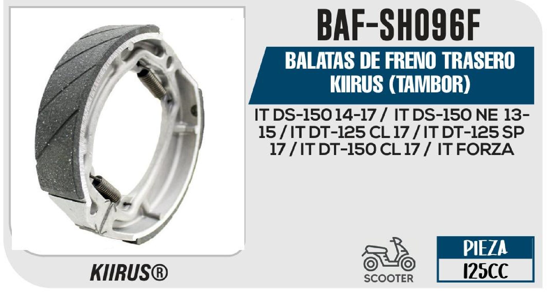 BALATAS DE FRENO TRASERO KIIRUS (TAMBOR) / BAF-SH096F