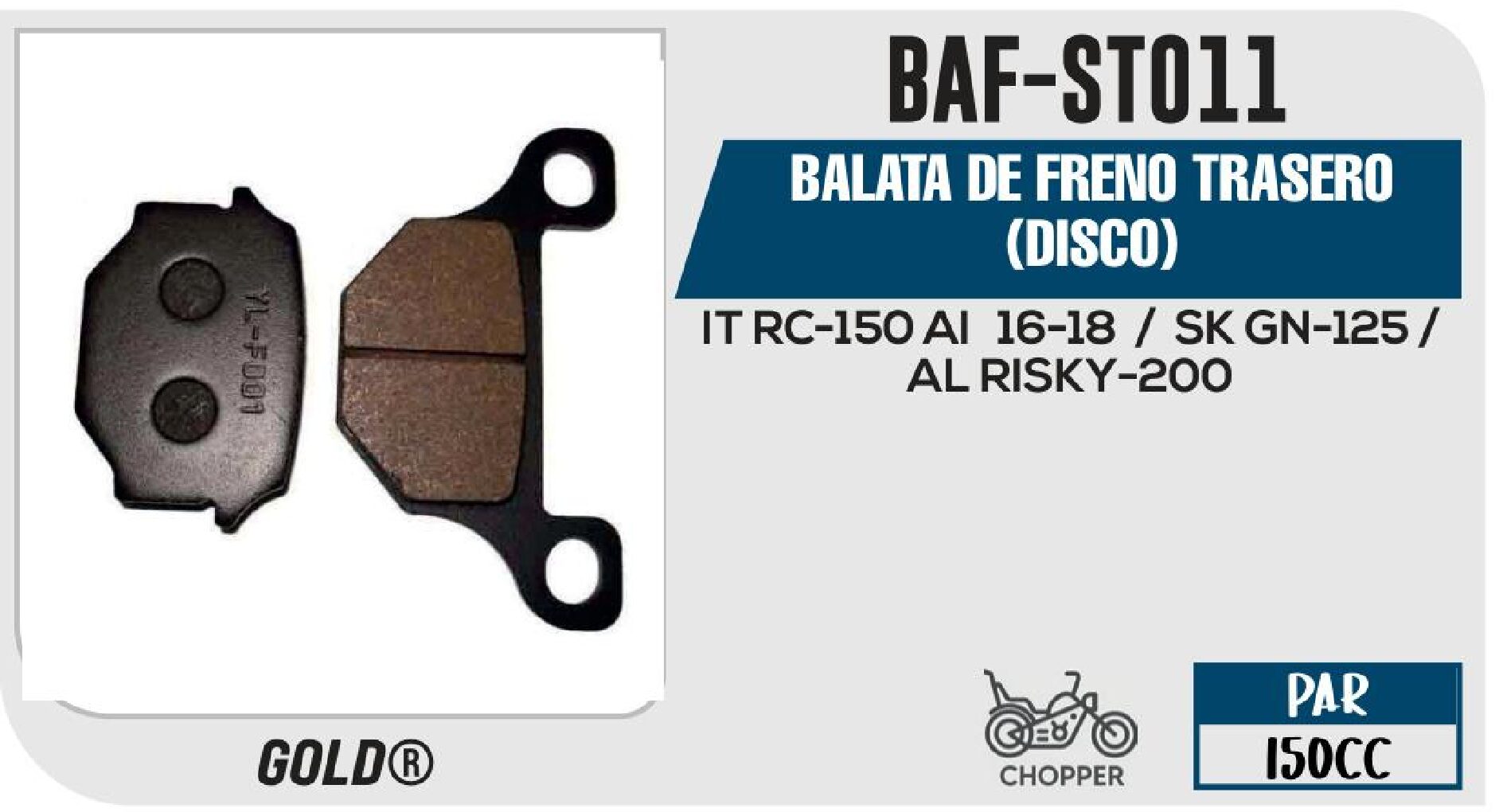 BALATA DE FRENO TRASERO (DISCO) / BAF-ST011