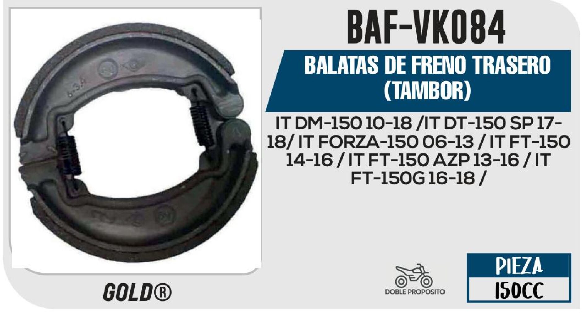 BALATAS DE FRENO TRASERO (TAMBOR) / BAF-VK084