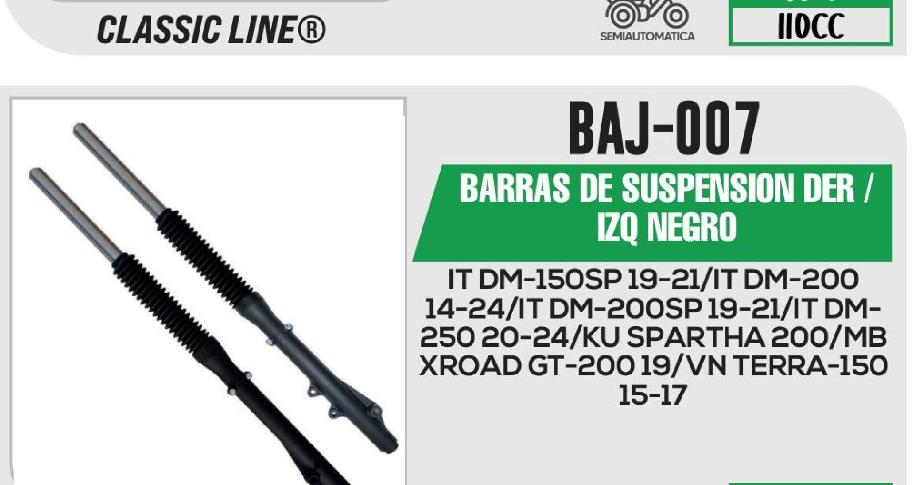 BARRAS DE SUSPENSION DER / IZQ NEGRO / BAJ-007