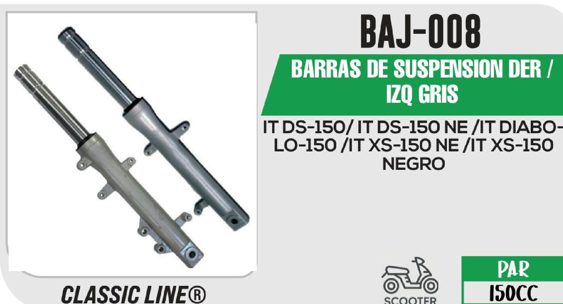 BARRAS DE SUSPENSION DER / IZQ GRIS / BAJ-008