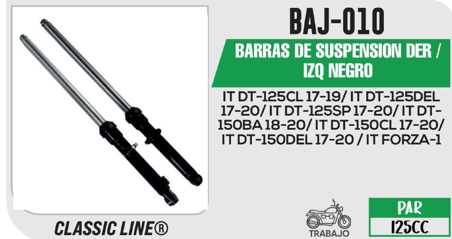 BARRAS DE SUSPENSION DER / IZQ NEGRO / BAJ-010