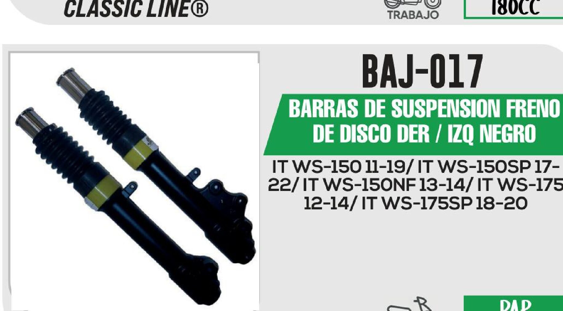 BARRAS DE SUSPENSIÓN DER / IZQ NEGRO / BAJ-017