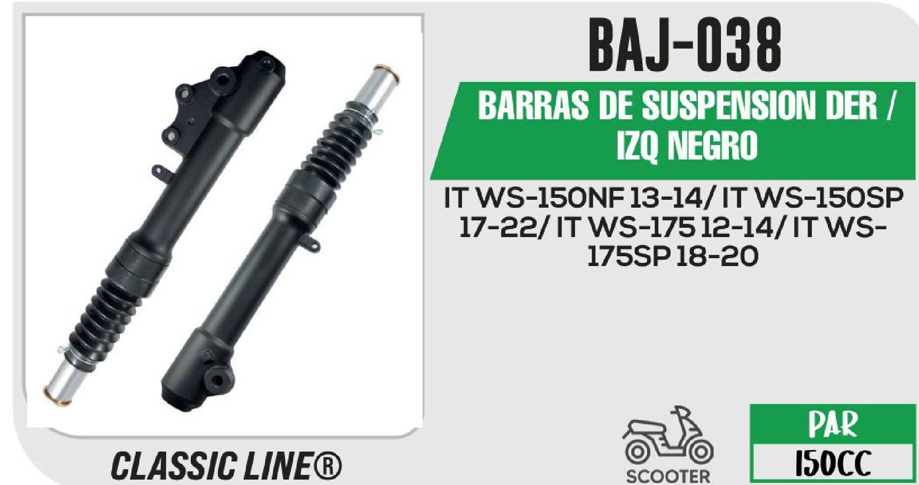 BARRAS DE SUSPENSION DER / IZQ NEGRO / BAJ-038