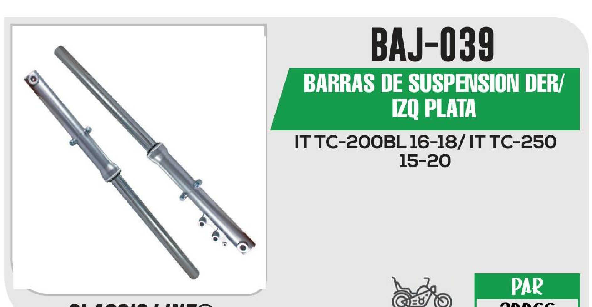 BARRAS DE SUSPENSION DER/IZQ PLATA / BAJ-039