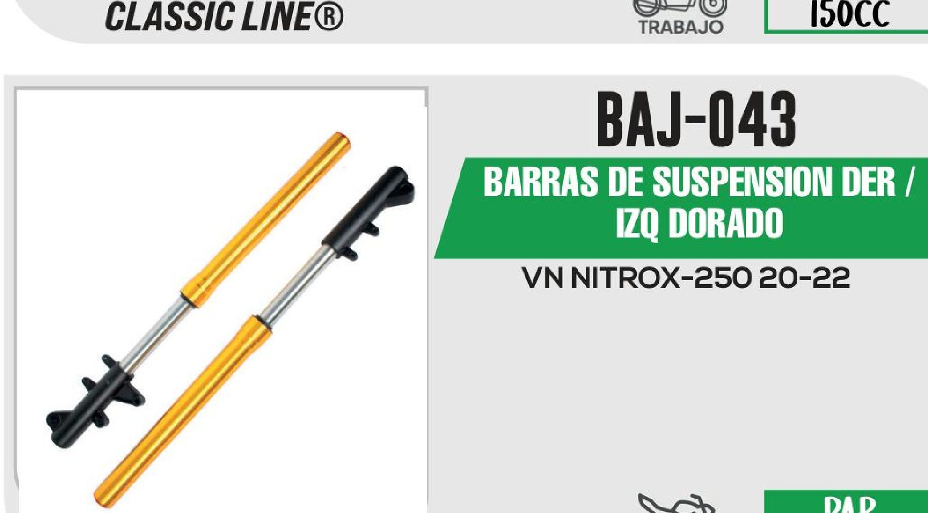 BARRAS DE SUSPENSION DER / IZQ DORADO / BAJ-043