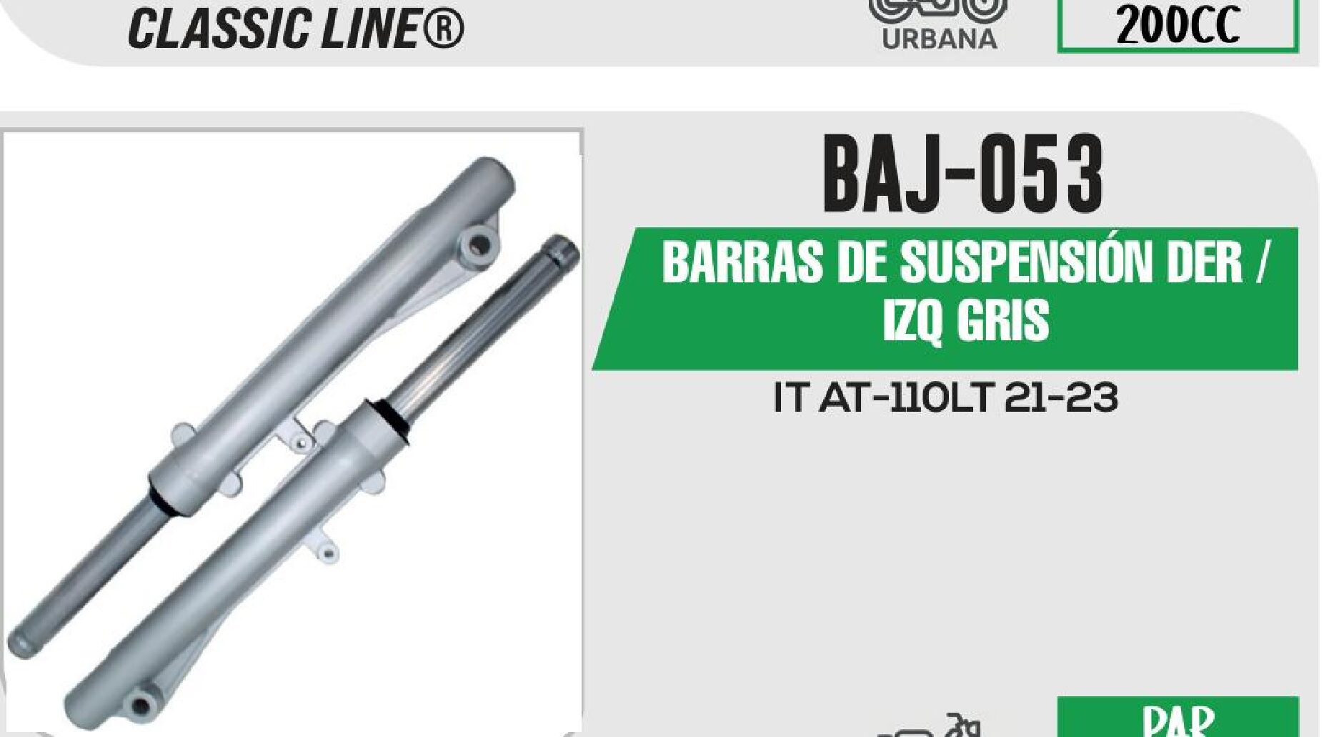 BARRAS DE SUSPENSION DER / IZQ NEGRO GRIS / BAJ-053