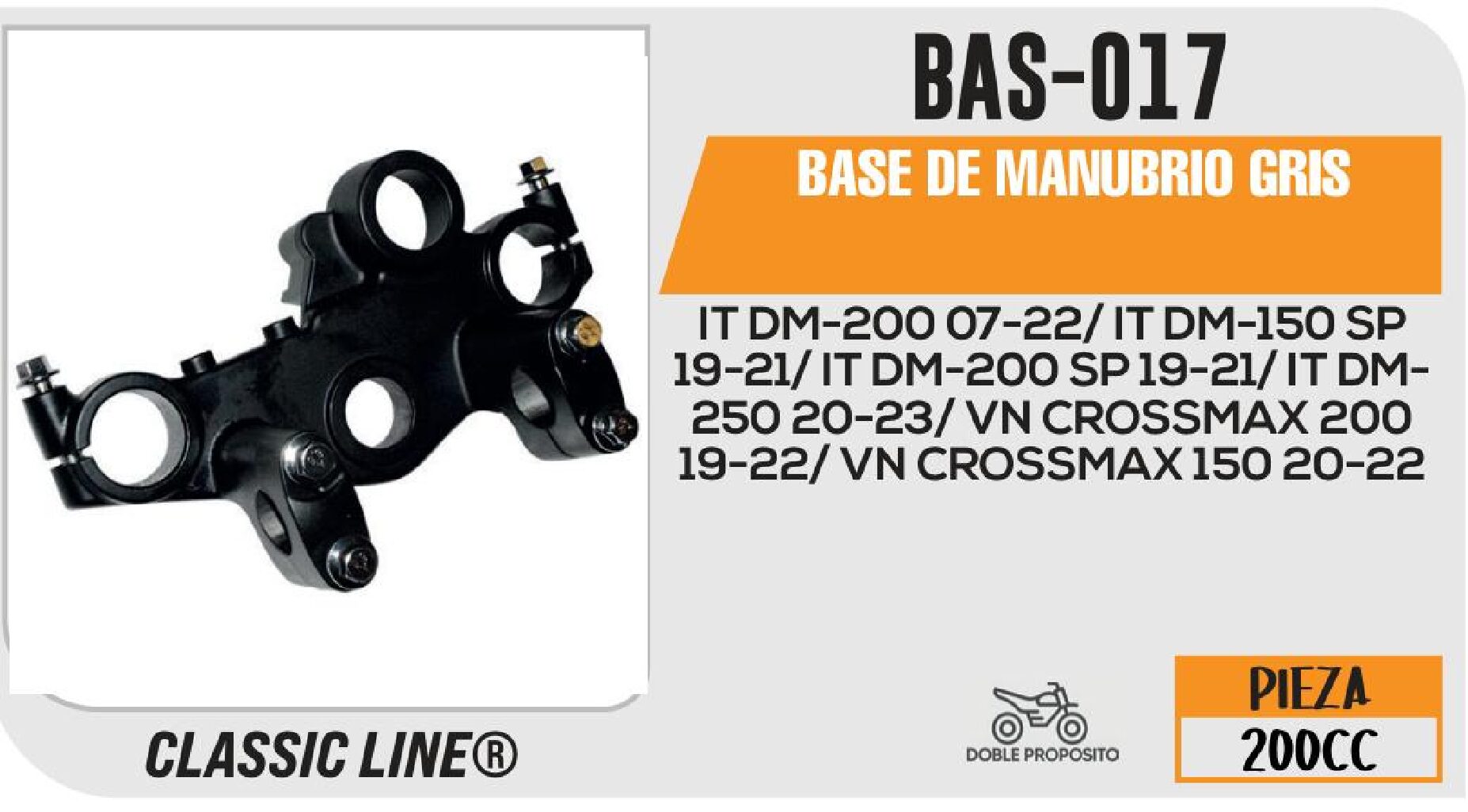 BASE DE MANUBRIO GRIS / BAS-017