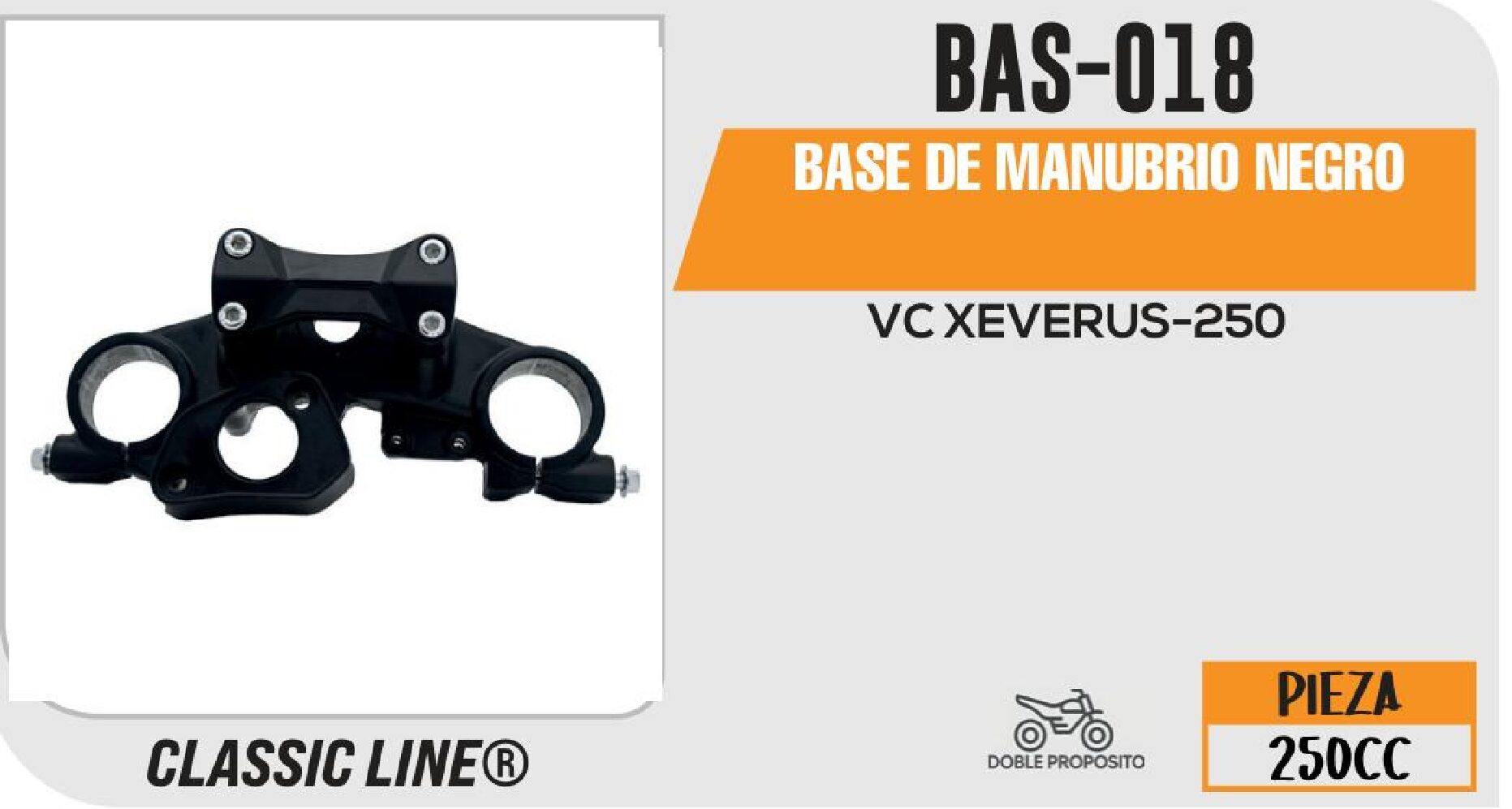 VIVATUMOTO - BASE DE MANUBRIO NEGRO / BAS-018