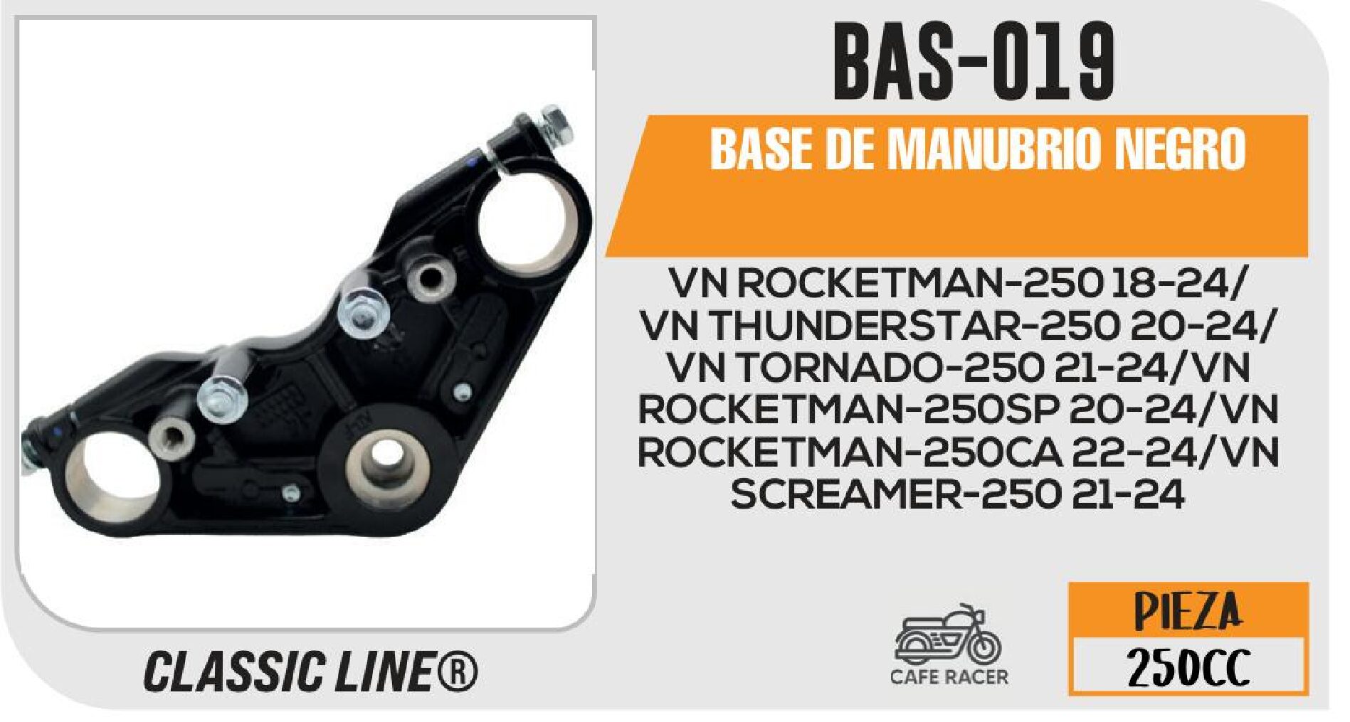 BASE DE MANUBRIO NEGRO / BAS-019
