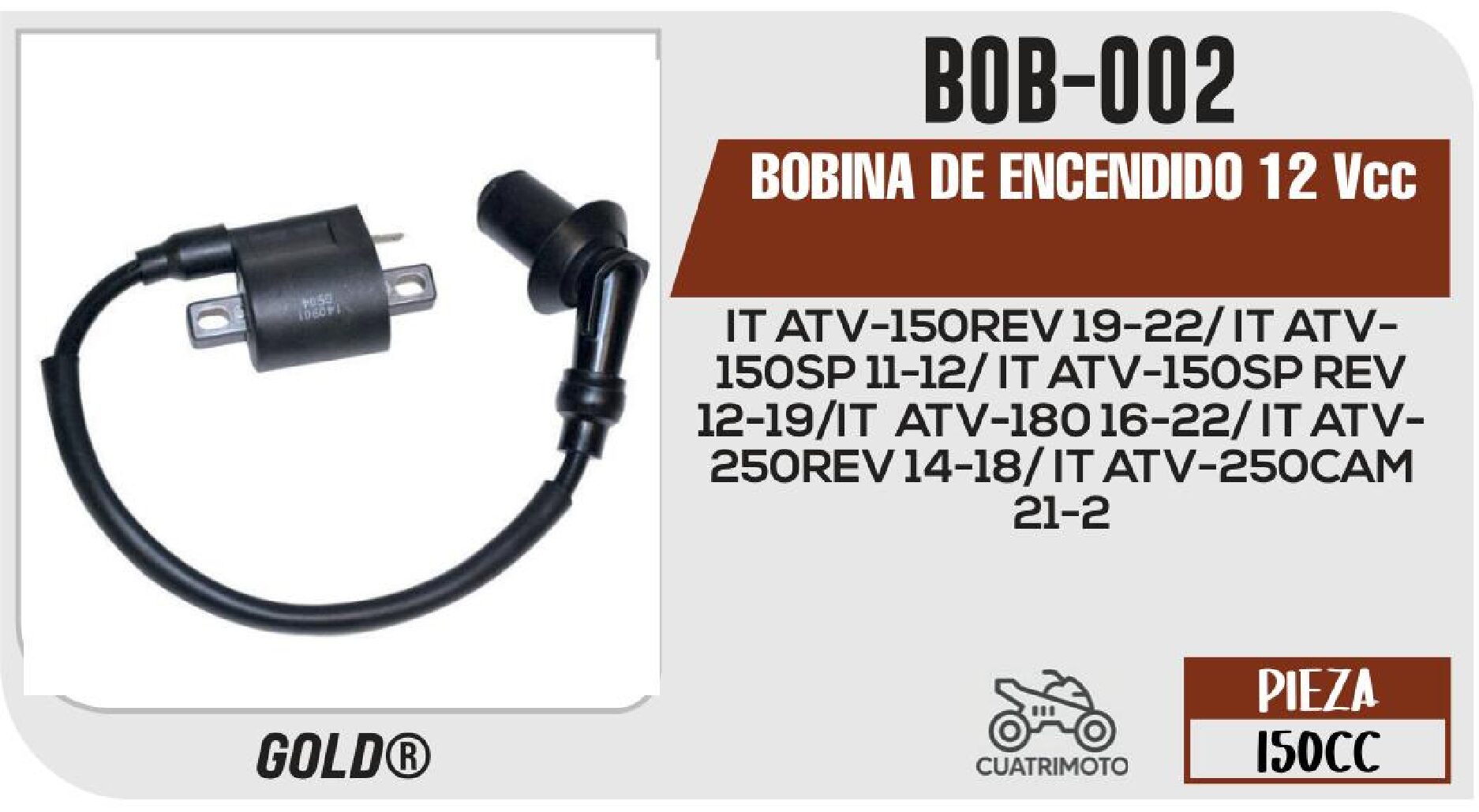 BOBINA DE ENCENDIDO 12 Vcc / BOB-002