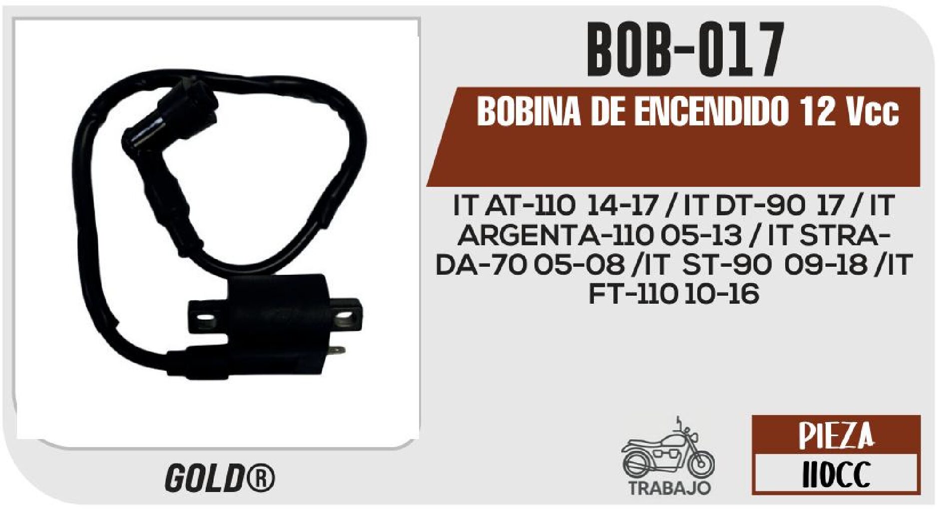 BOBINA DE ENCENDIDO 12 Vcc / BOB-017