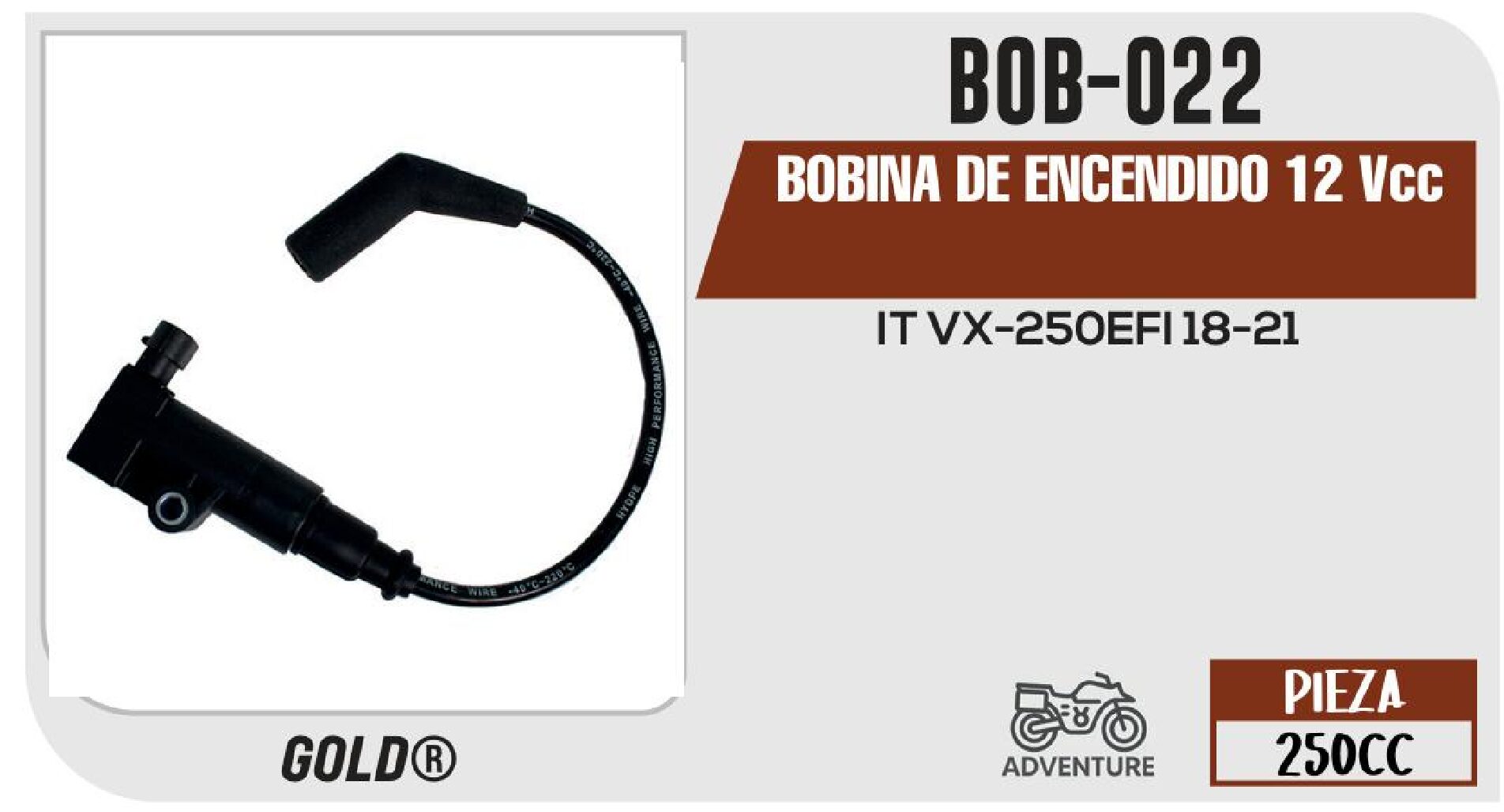 BOBINA DE ENCENDIDO 12 Vcc / BOB-022