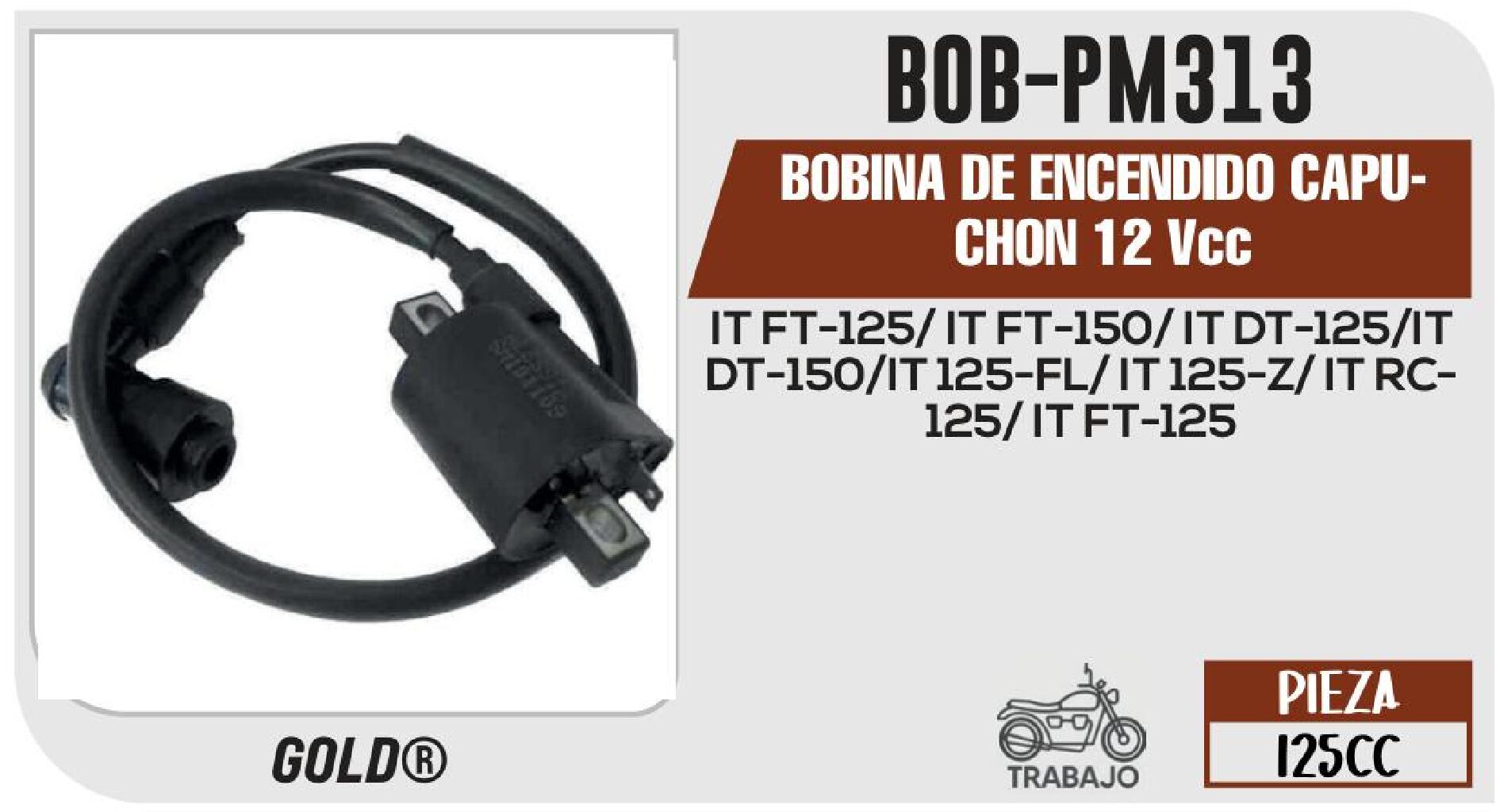 BOBINA DE ENCENDIDO CAPUCHON 12 Vcc / BOB-PM313