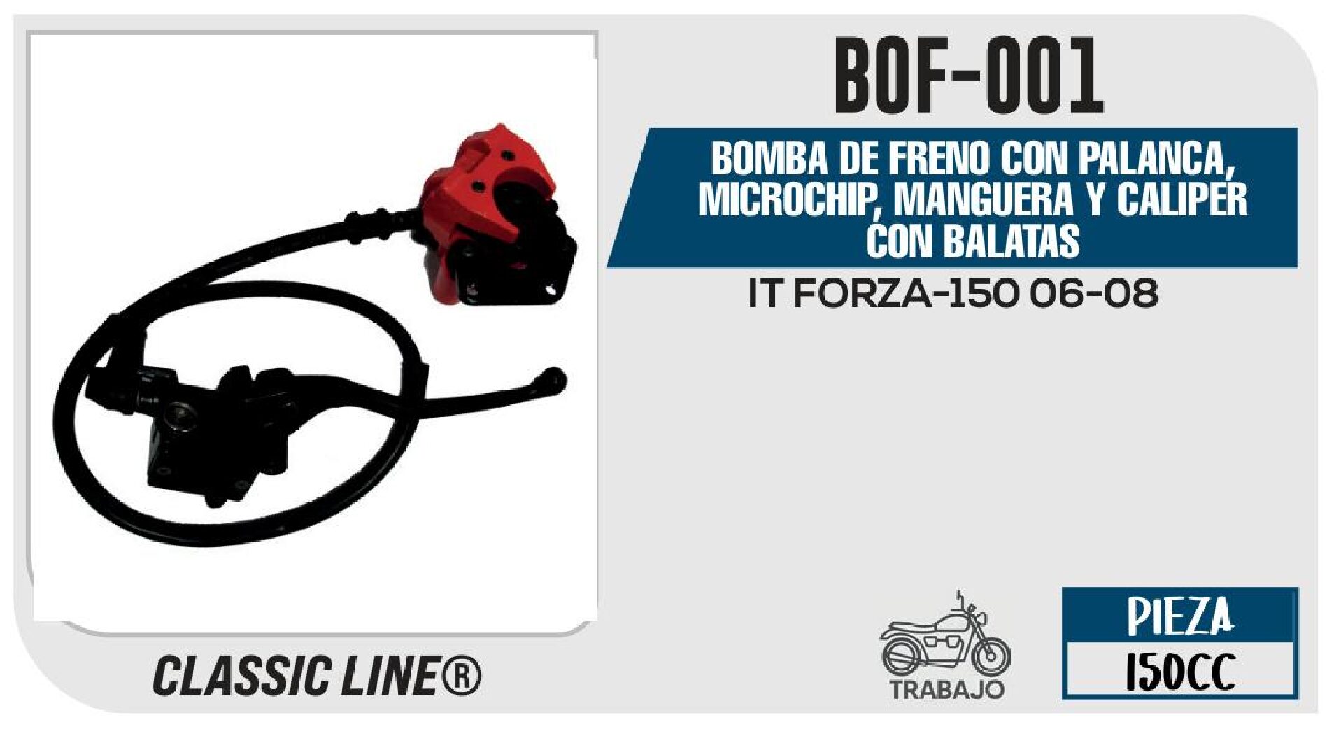"BIKERS - BOMBA DE FRENO CON PALANCA, MICROCHIP, MANGUERA Y CALIPER CON BALATAS" / BOF-001
