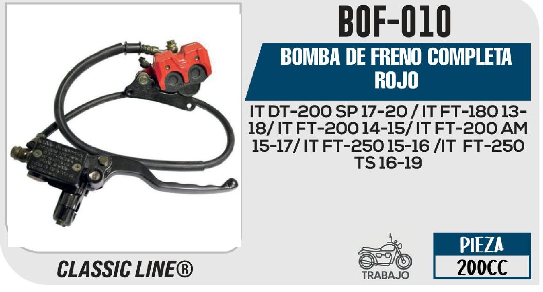 BOMBA DE FRENO COMPLETA ROJO / BOF-010