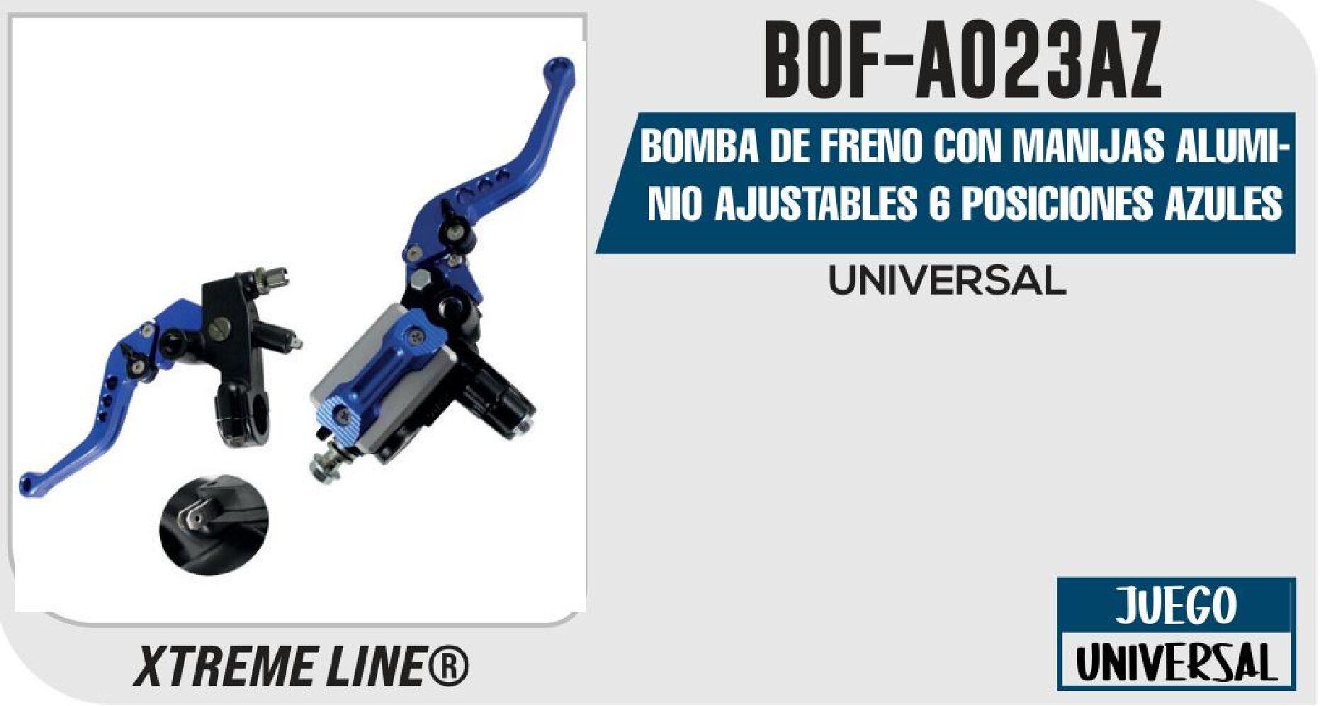 BOMBA DE FRENO CON MANIJAS ALUMINIO AJUSTABLES 6 POSICIONES AZULES / BOF-A023AZ