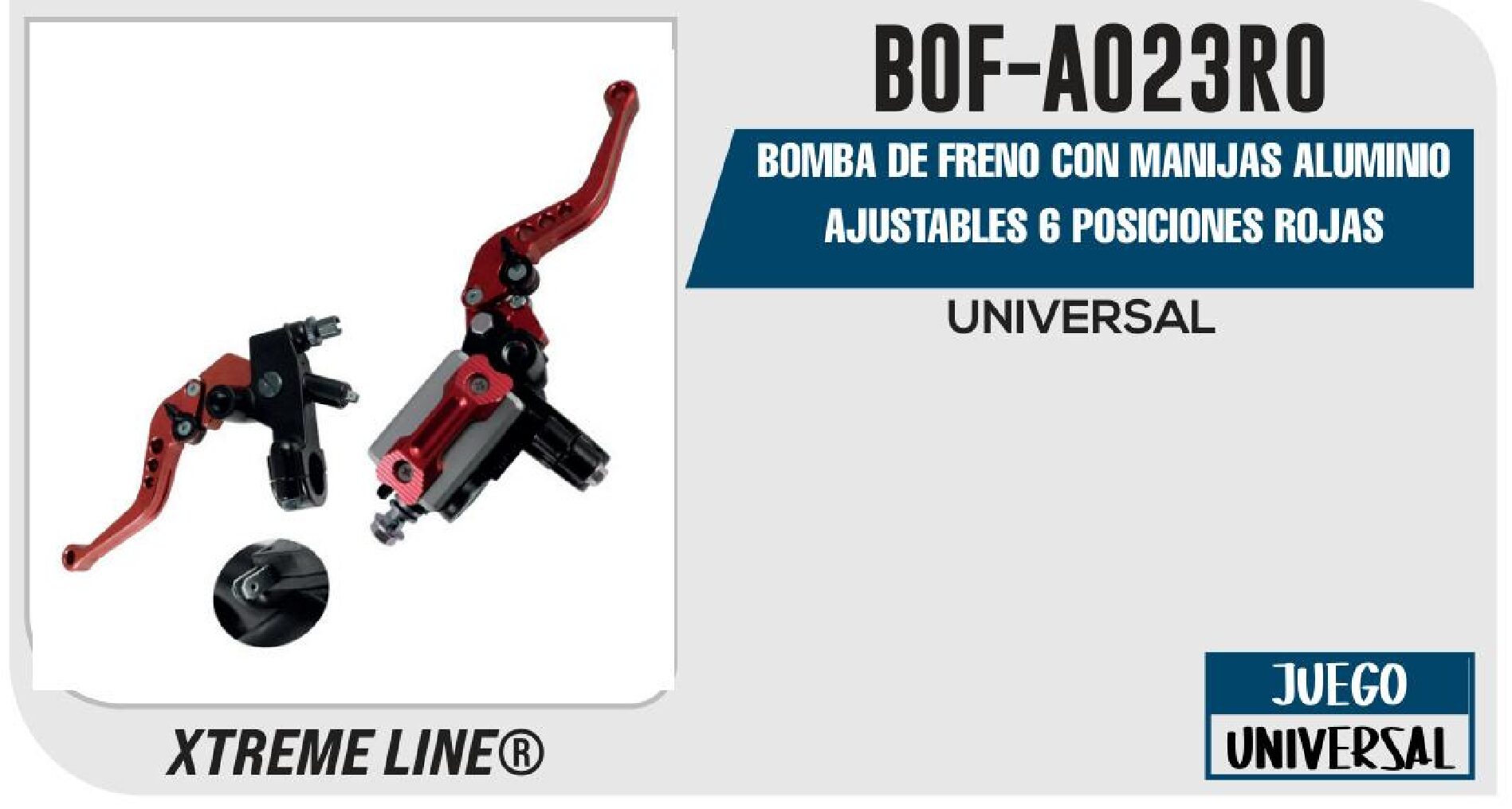 BOMBA DE FRENO CON MANIJAS ALUMINIO AJUSTABLES 6 POSICIONES ROJAS / BOF-A023RO