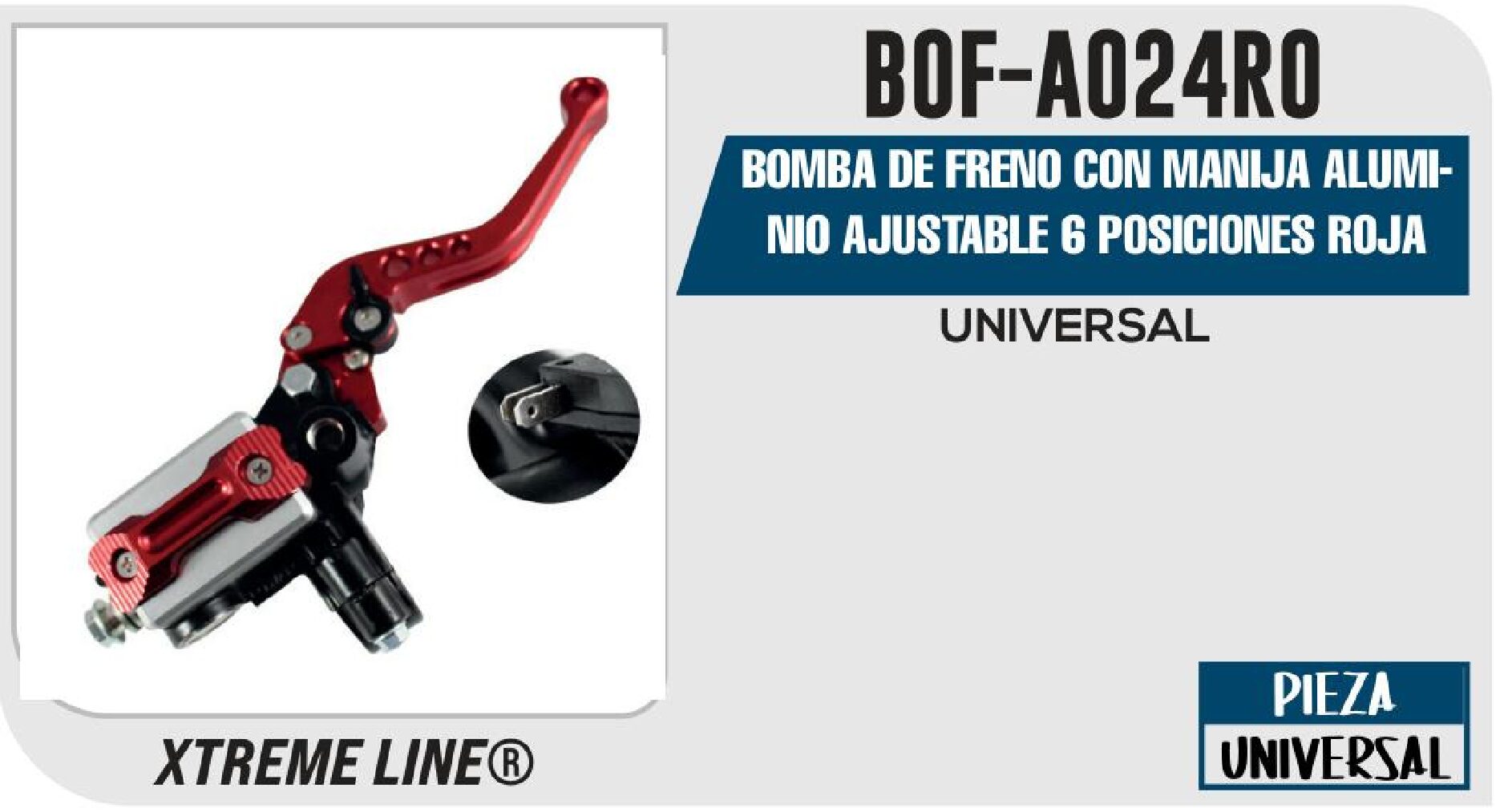BOMBA DE FRENO CON MANIJA ALUMINIO AJUSTABLE 6 POSICIONES ROJA / BOF-A024RO