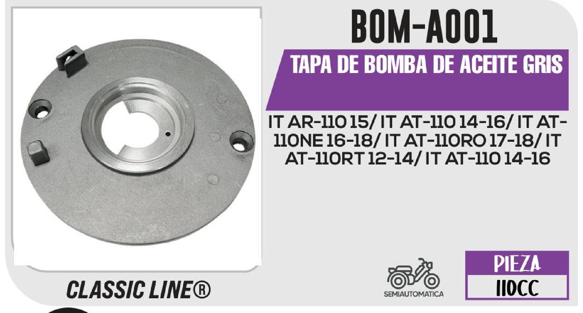 TAPA DE BOMBA DE ACEITE GRIS / BOM-A001
