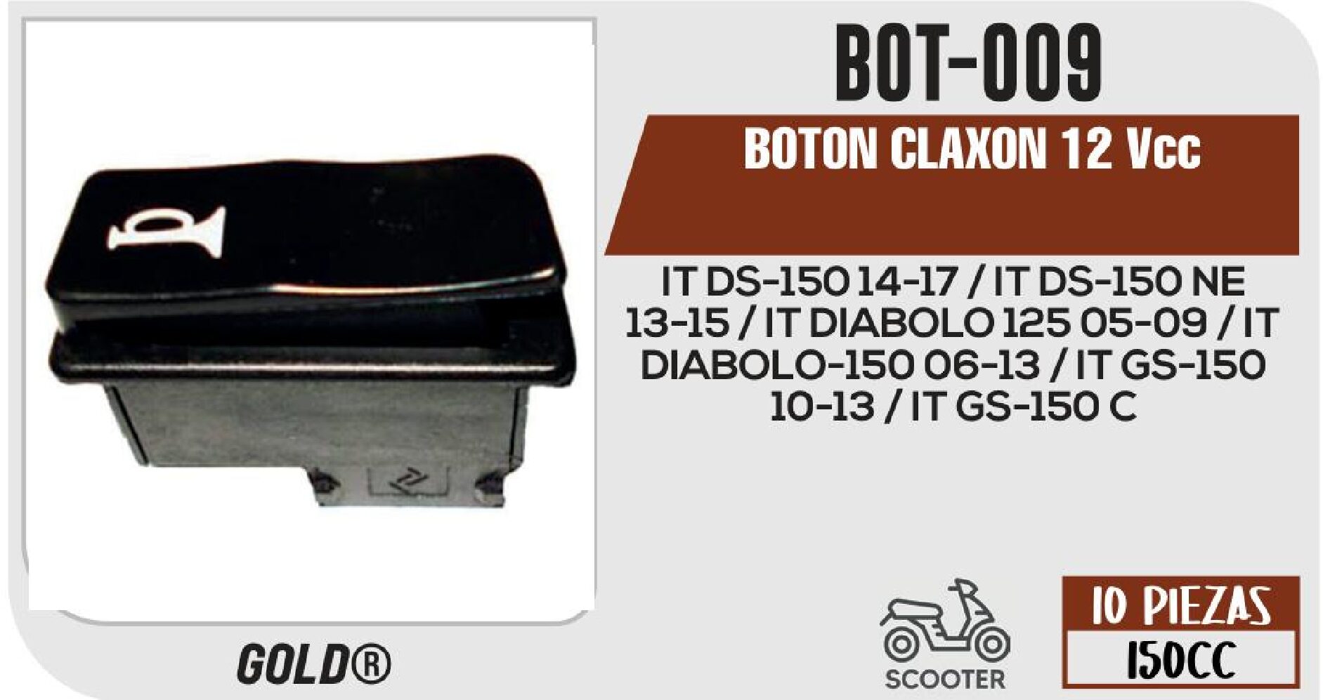 BOTON CLAXON 12 Vcc / BOT-009