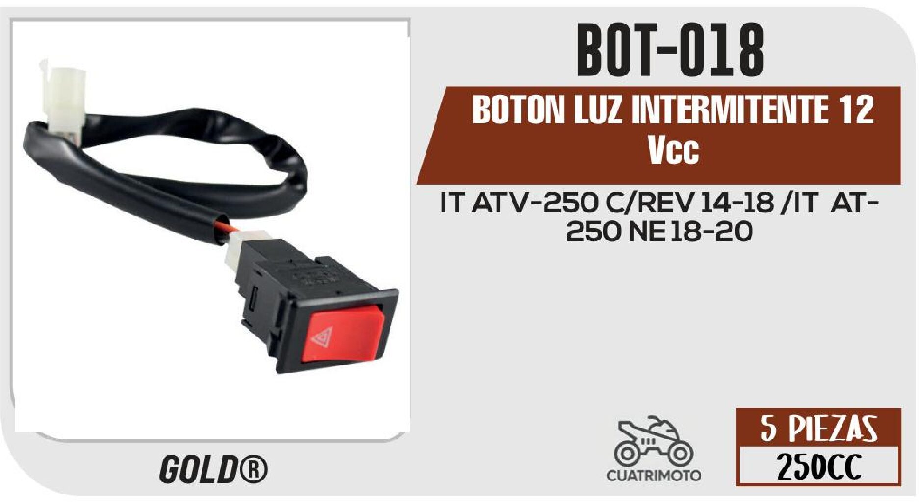 BOTON LUZ INTERMITENTE 12 Vcc / BOT-018