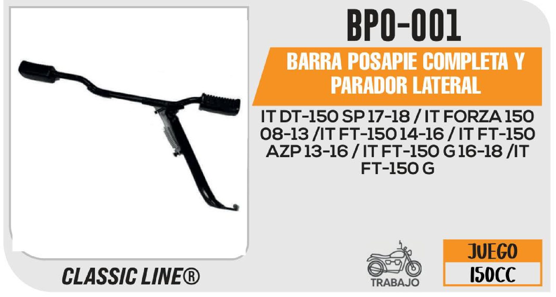 BARRA POSAPIE COMPLETA Y PARADOR LATERAL / BPO-001