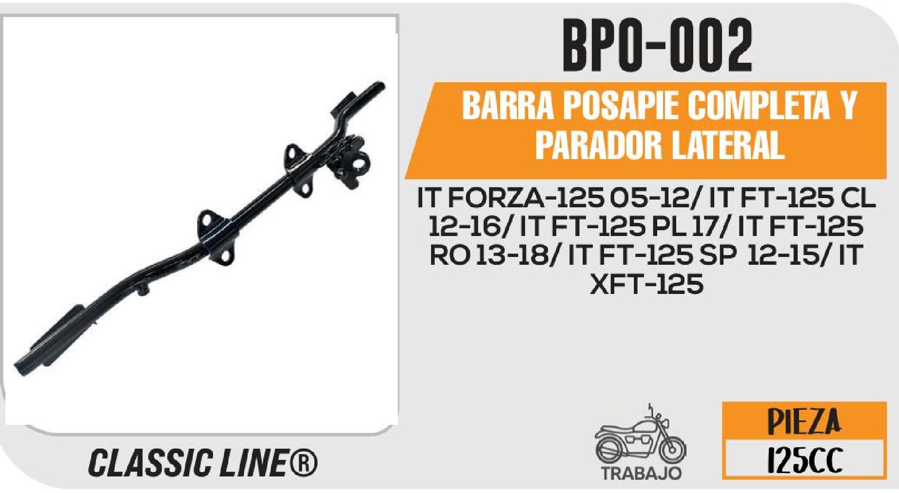BARRA POSAPIE COMPLETA Y PARADOR LATERAL / BPO-002