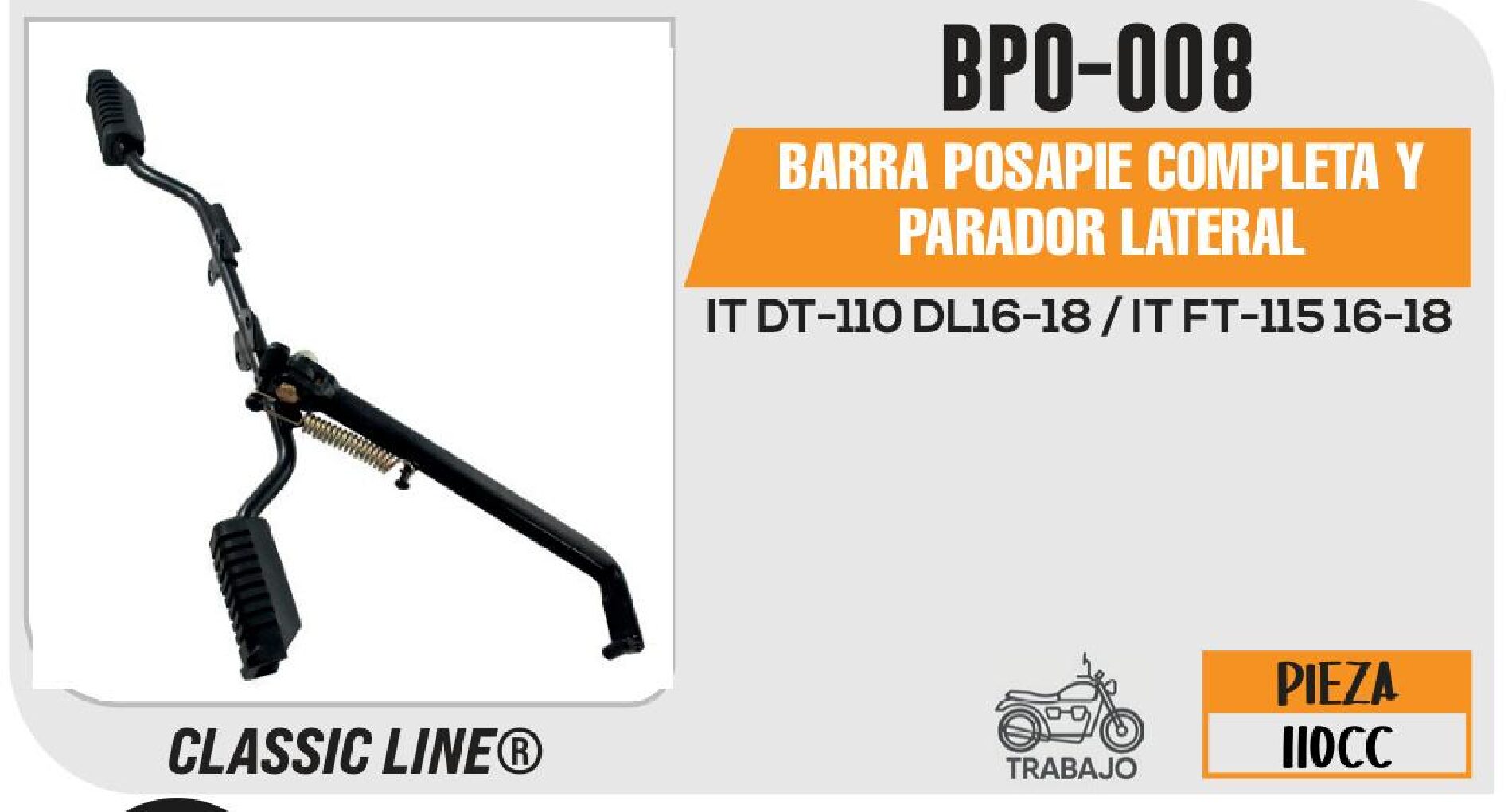 BARRA POSAPIE COMPLETA Y PARADOR LATERAL / BPO-008