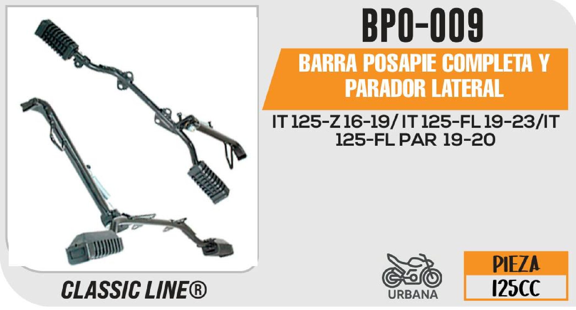 BARRA POSAPIE COMPLETA Y PARADOR LATERAL / BPO-009