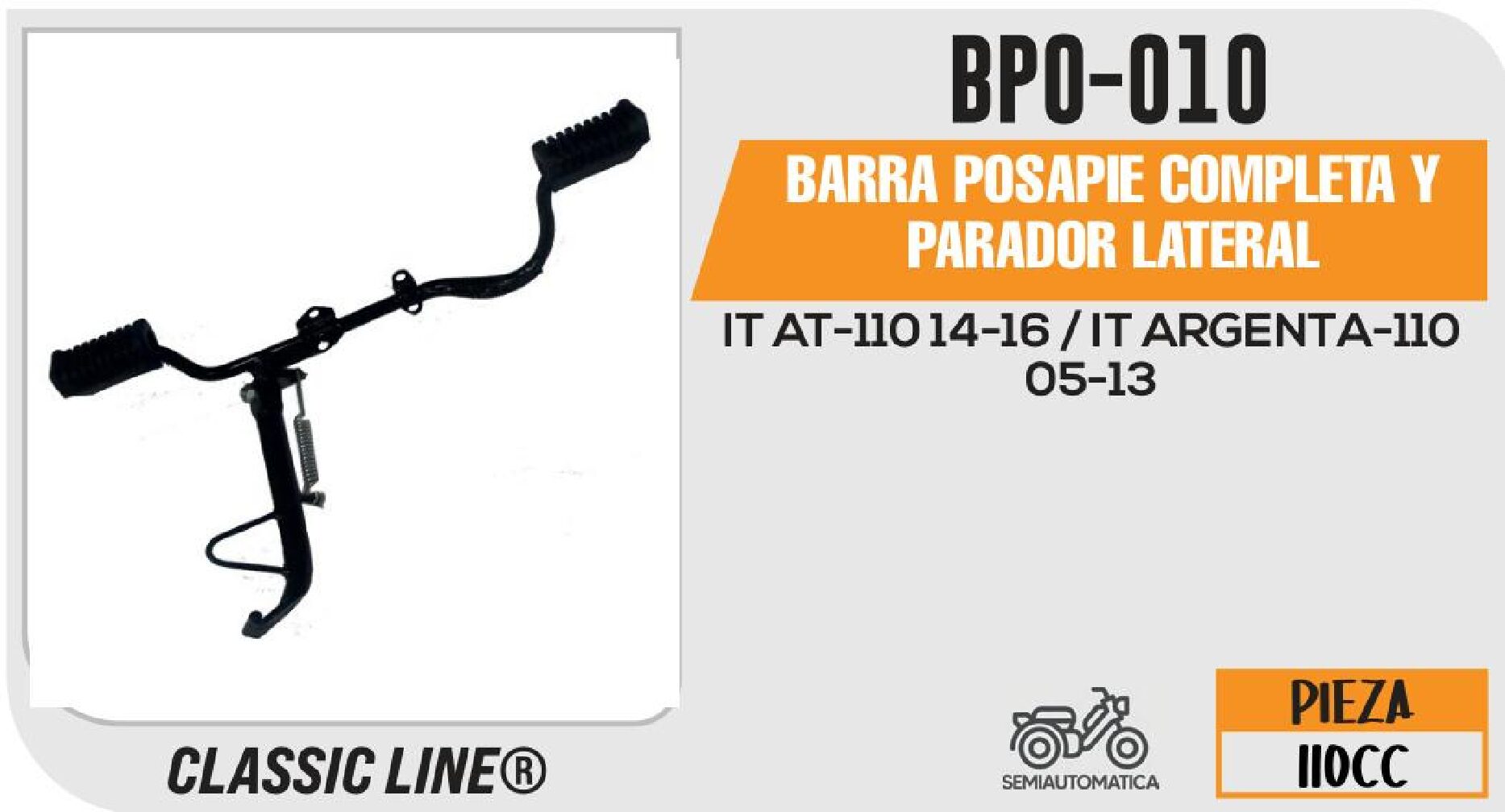 BARRA POSAPIE COMPLETA Y PARADOR LATERAL / BPO-010