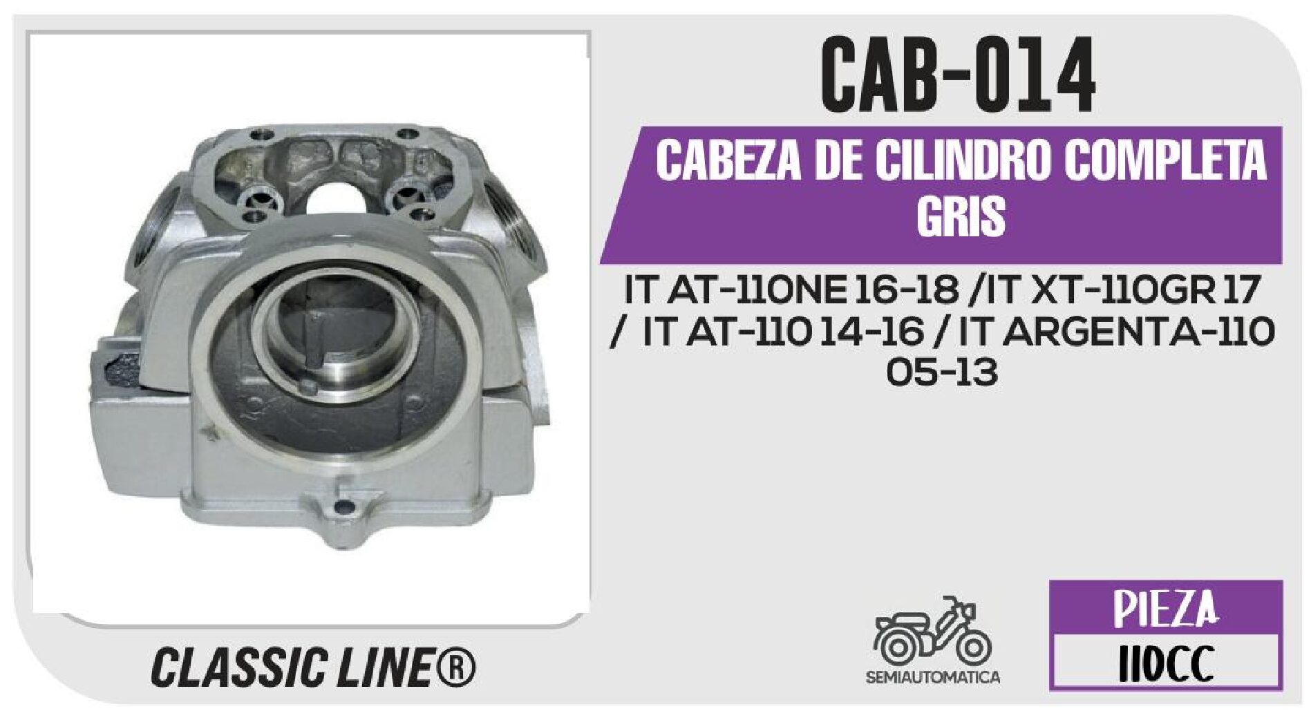 CABEZA DE CILINDRO COMPLETA PLATA / CAB-014