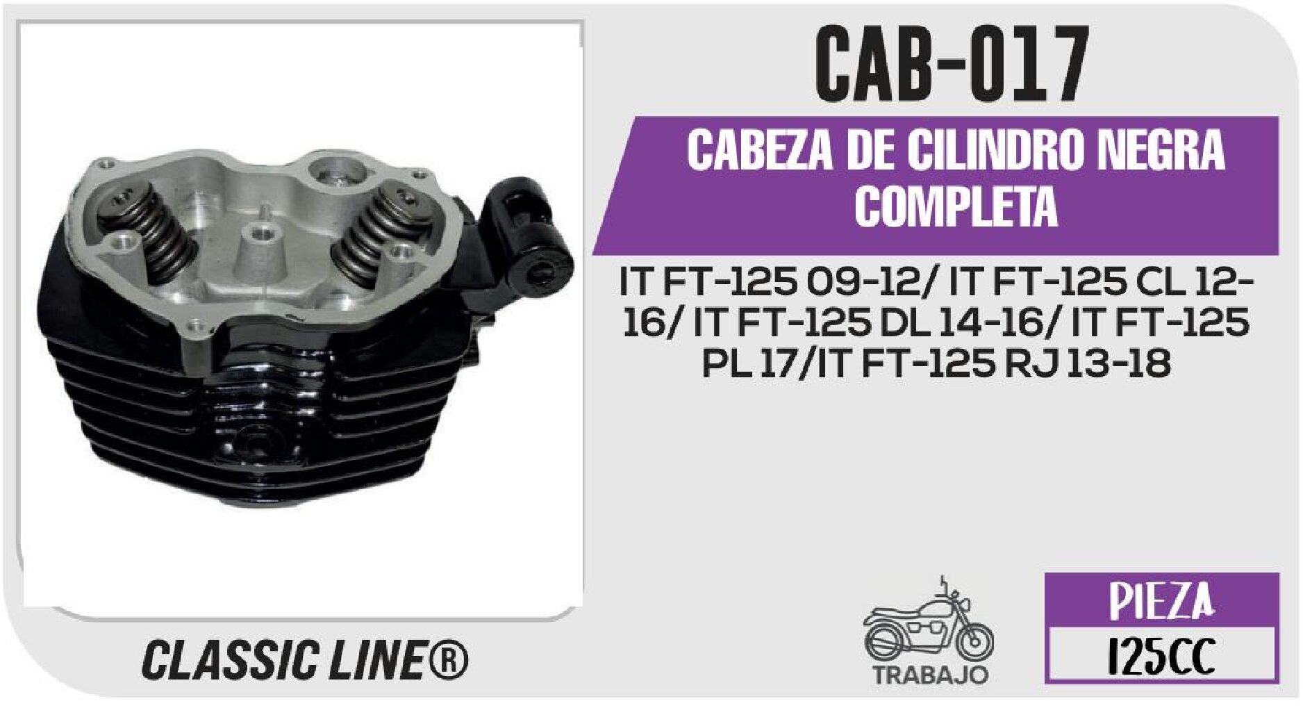 CABEZA DE CILINDRO NEGRA COMPLETA / CAB-017