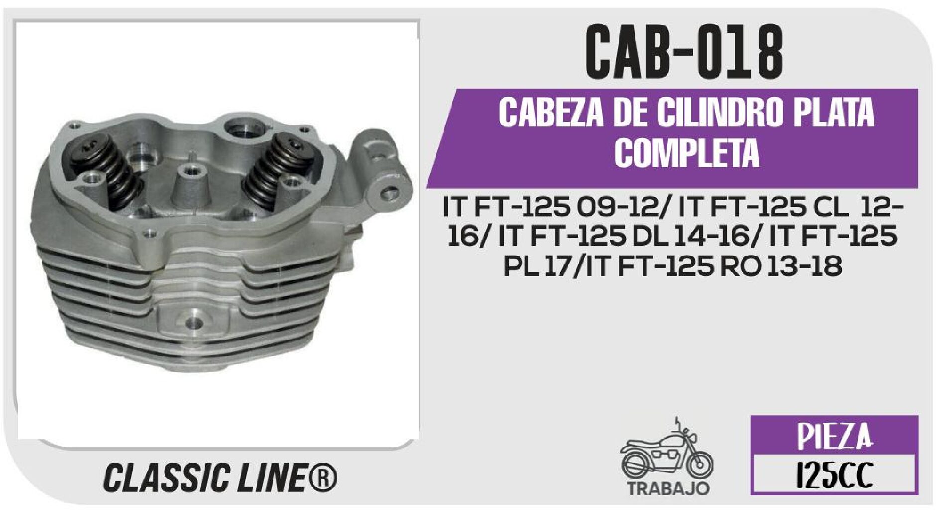 CABEZA DE CILINDRO PLATA COMPLETA / CAB-018