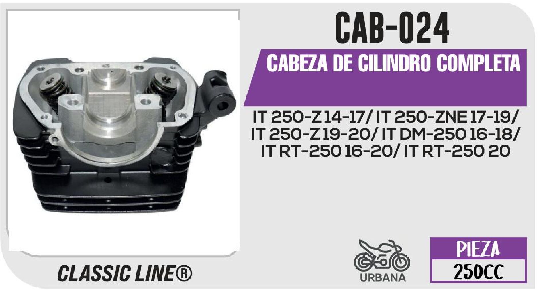 CABEZA DE CILINDRO COMPLETA NEGRO / CAB-024