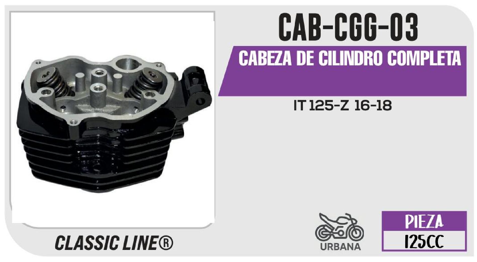 CABEZA DE CILINDRO COMPLETA NEGRO / CAB-CGG-03