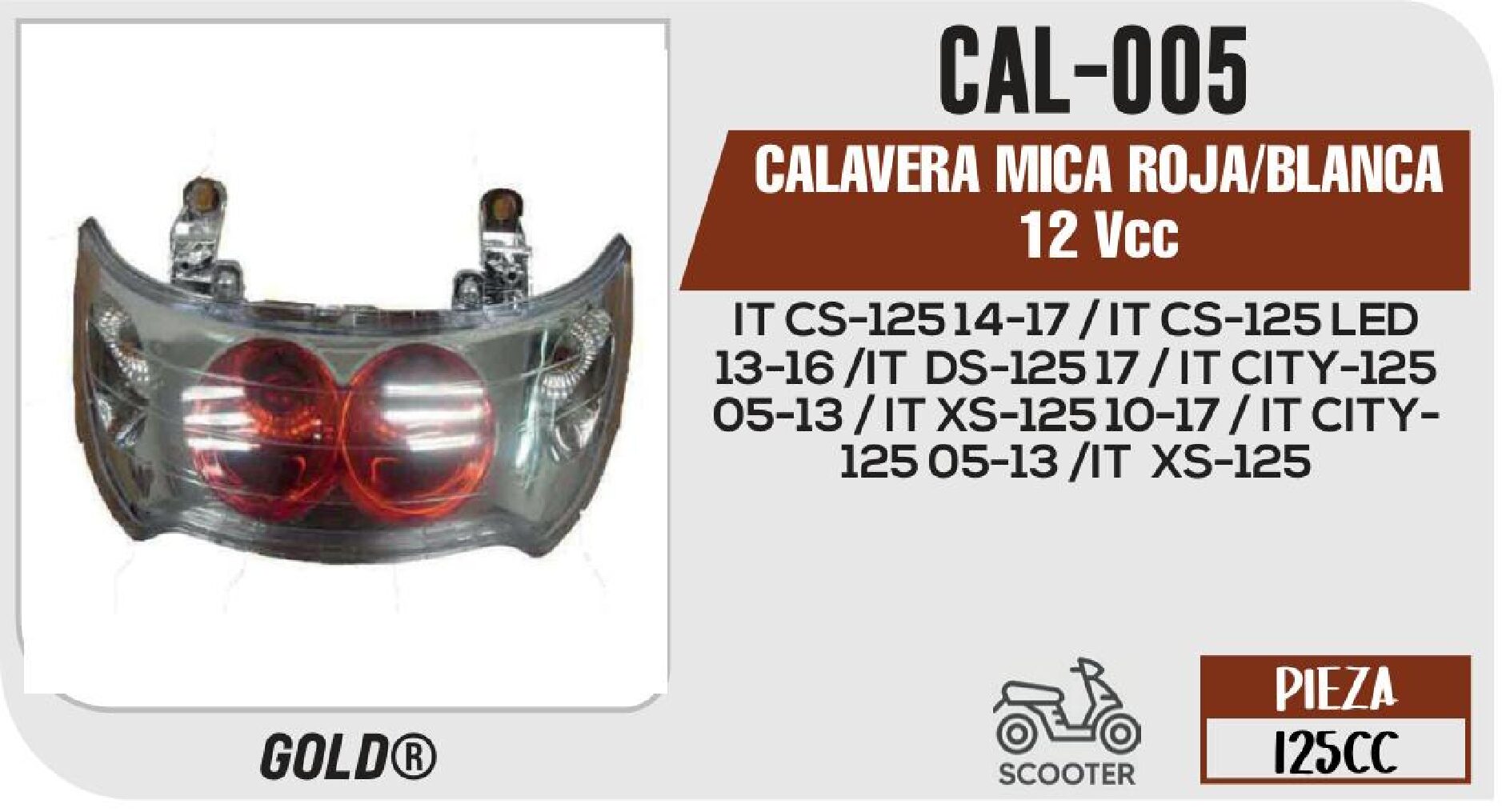 CALAVERA MICA ROJA/BLANCA 12 Vcc / CAL-005