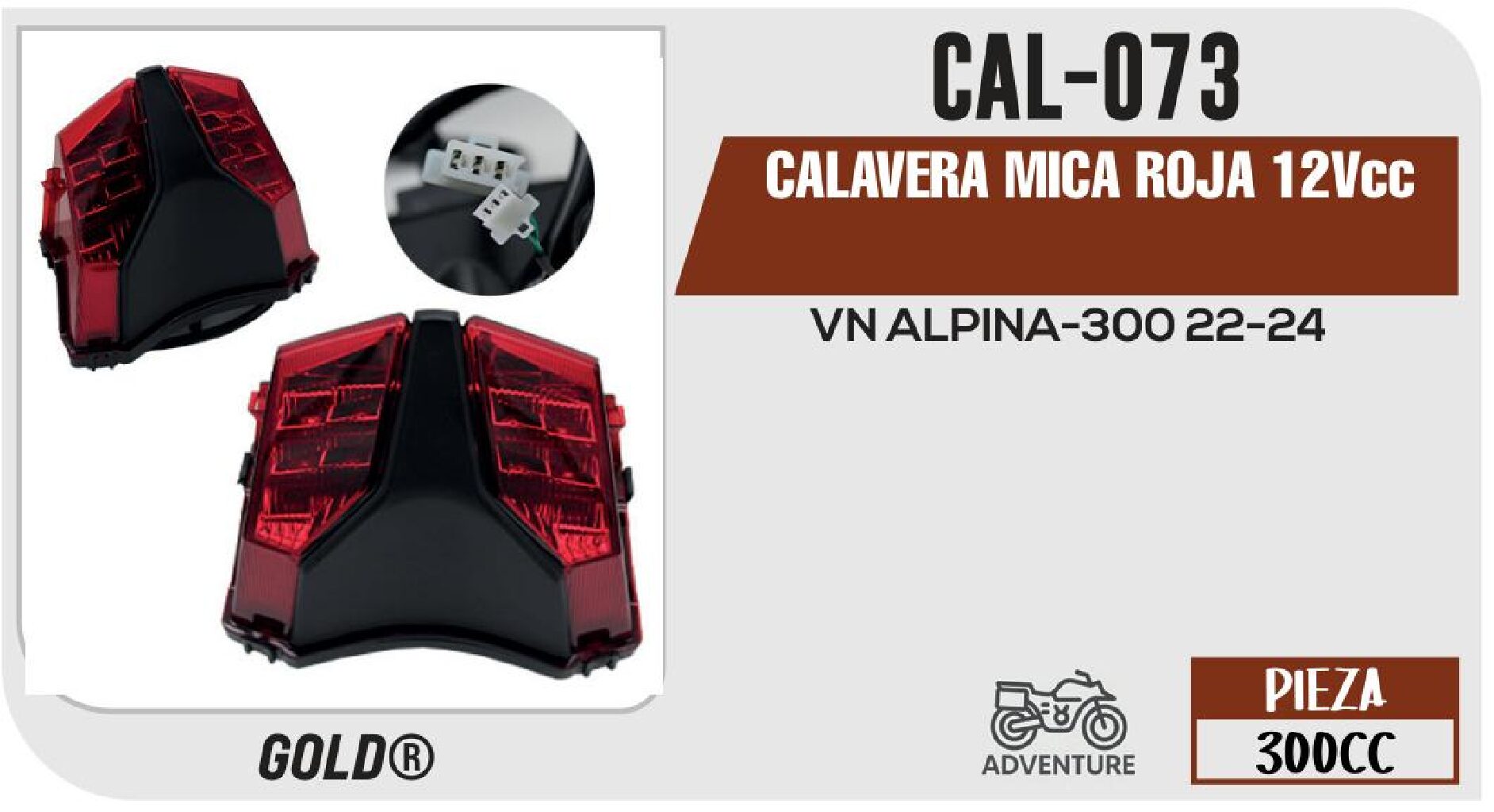 VIVATUMOTO - CALAVERA MICA ROJA 12VCC / CAL-073