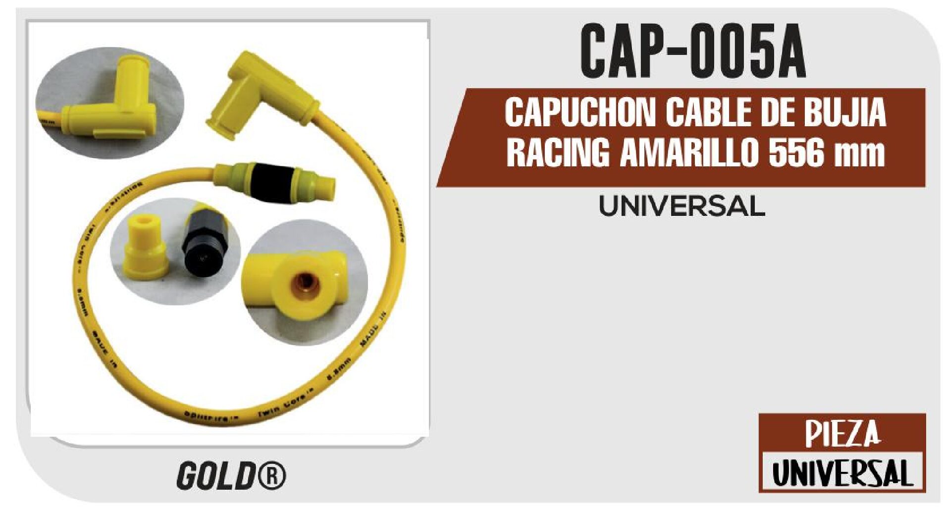 CAPUCHON CABLE DE BUJIA RACING AMARILLO 556 mm / CAP-005A
