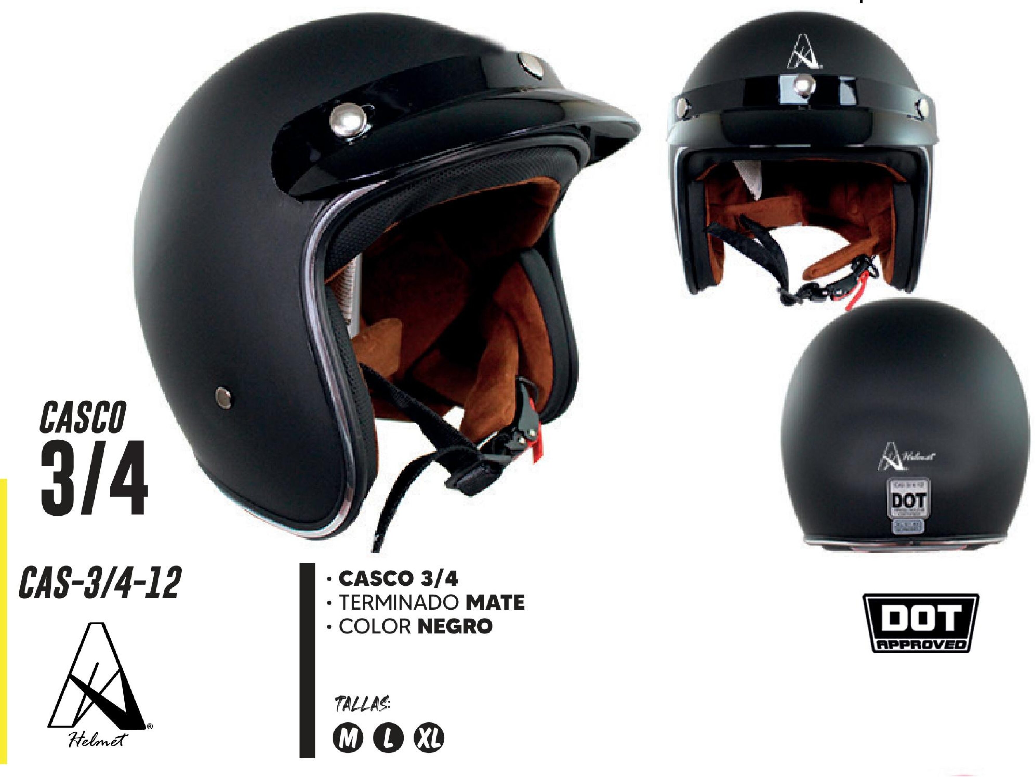 ESPECIAL - CASCO 3/4 CERTIFICADO DOT / CAS-3/4-12M