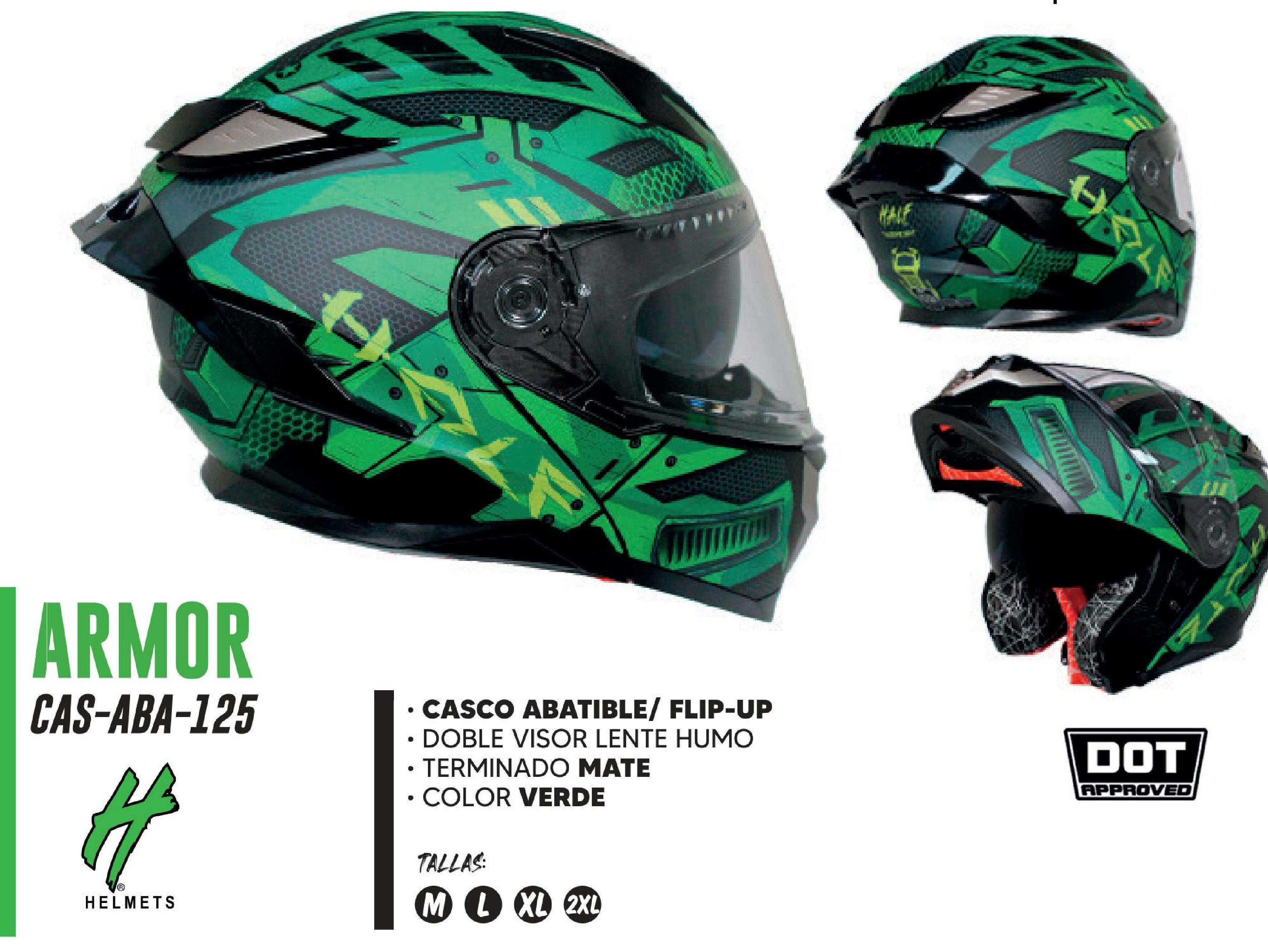 CASCO ABATIBLE ARMOR CERTIFICADO DOT / CAS-ABA-125L