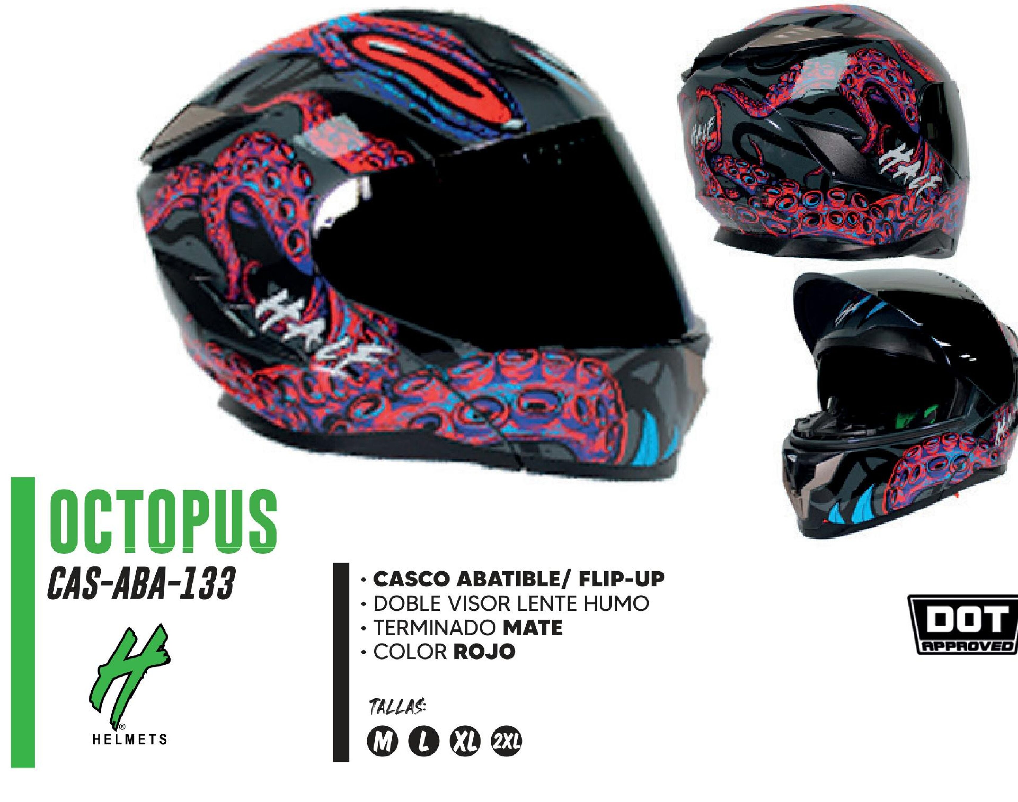 CASCO ABATIBLE HALF CERTIFICADO DOT DOBLE VISOR LENTE HUMO / CAS-ABA-133M