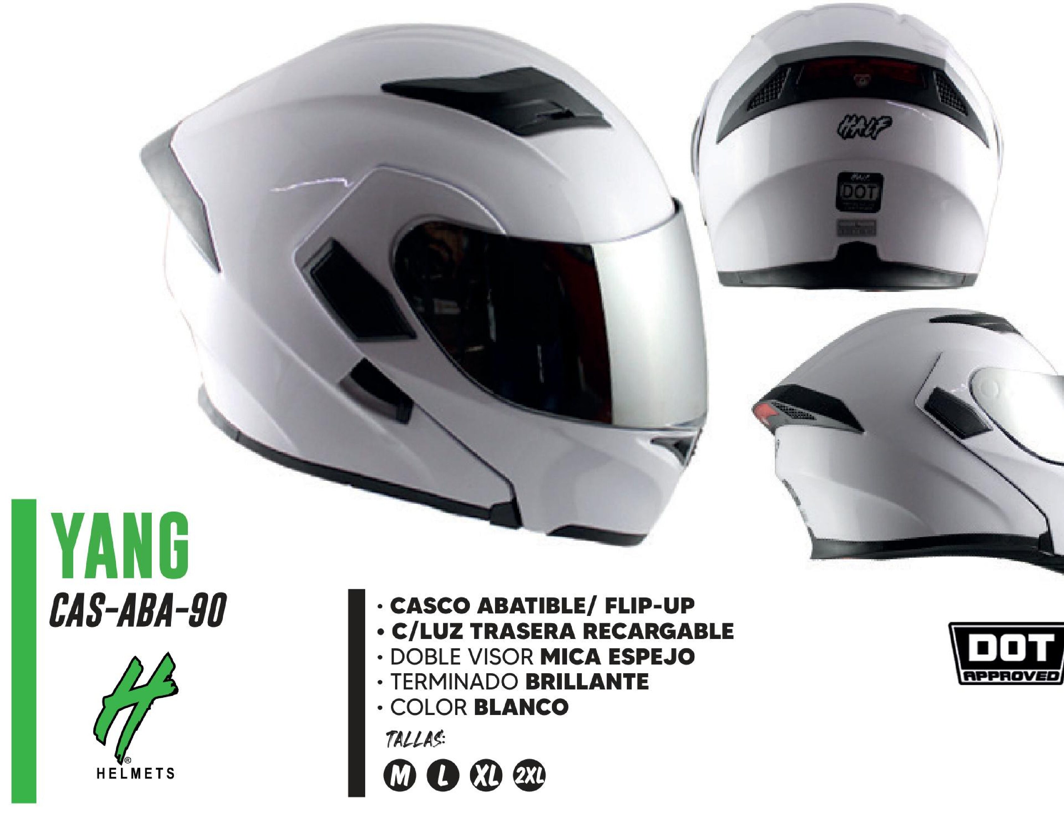 CASCO ABATIBLE HALF CERTIFICADO DOT C/LUZ TRASERA RECARGABLE Y DOBLE VISOR MICA ESPEJO / CAS-ABA-90M