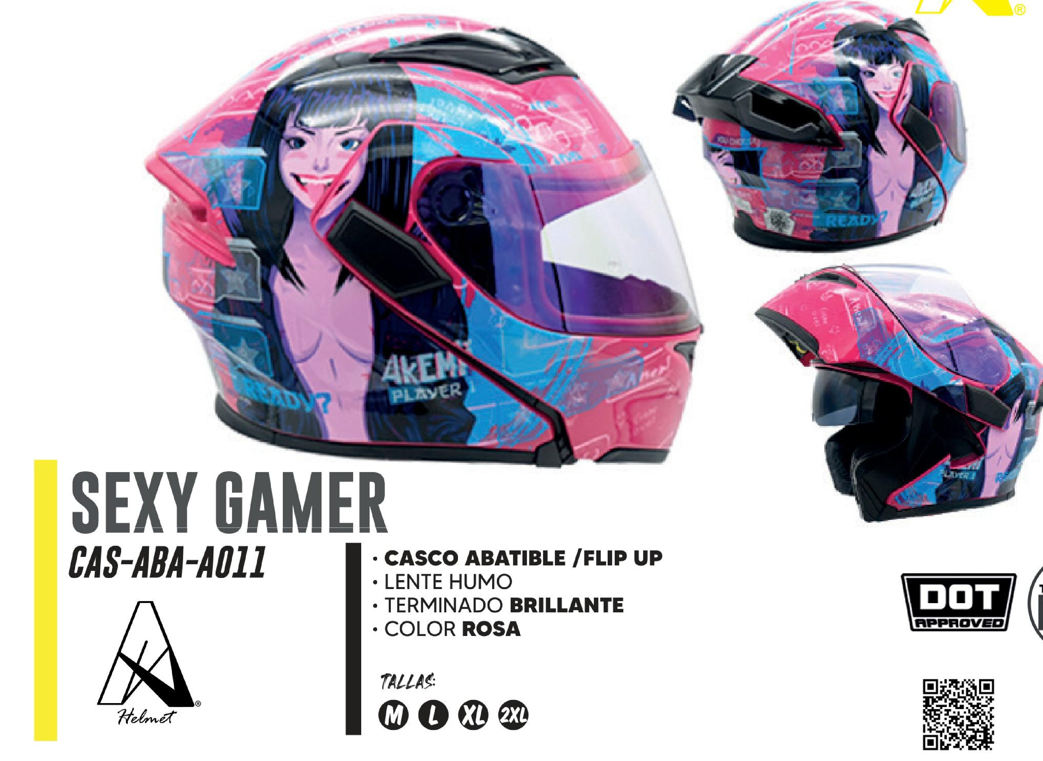 PRETEMPORADA - CASCO ABATIBLE SEXY GAMER CERTIFICADO DOT / CAS-ABA-A011-L