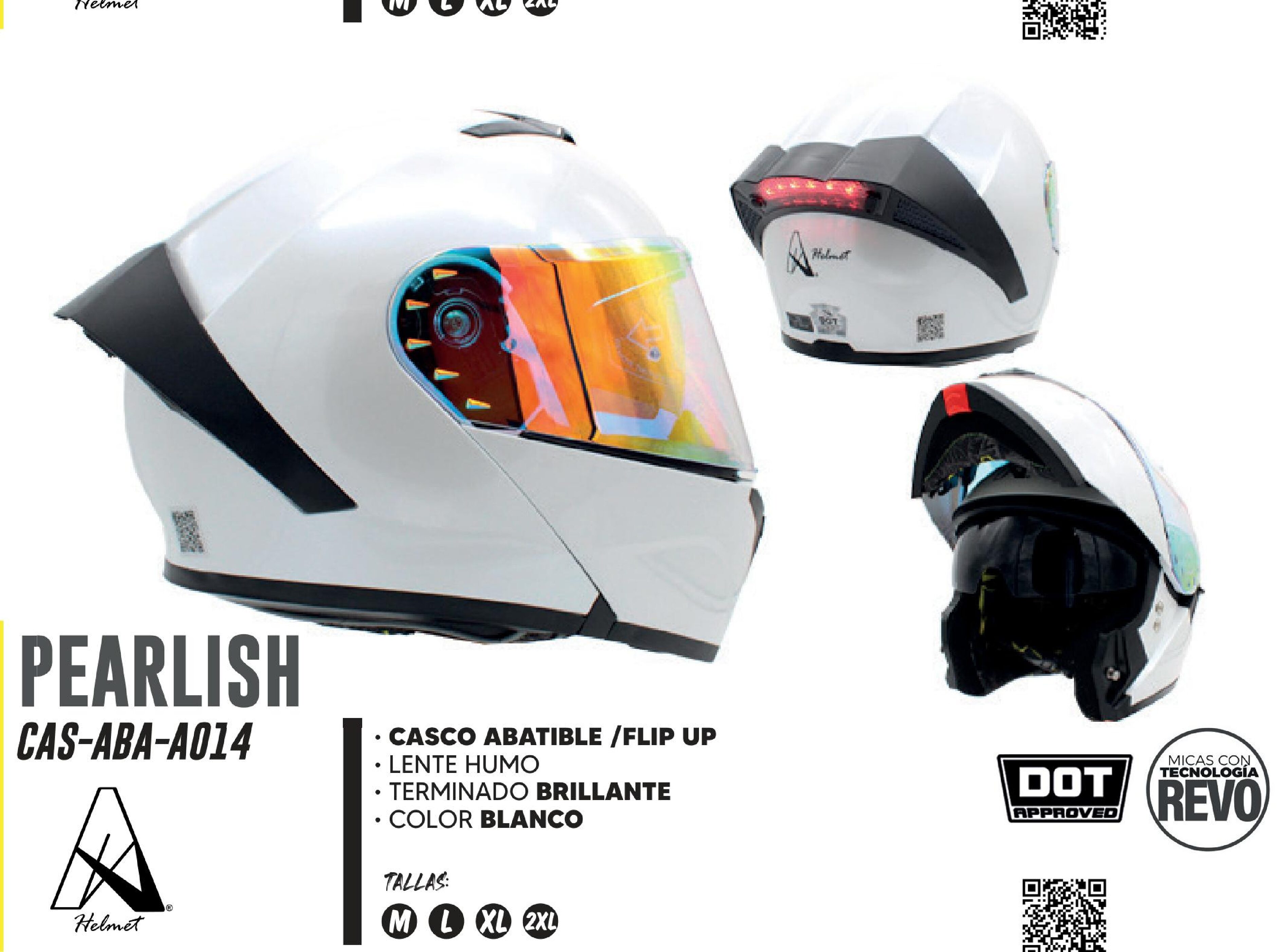 CASCO ABATIBLE PEARLISH CERTIFICADO DOT / CAS-ABA-A014-2XL
