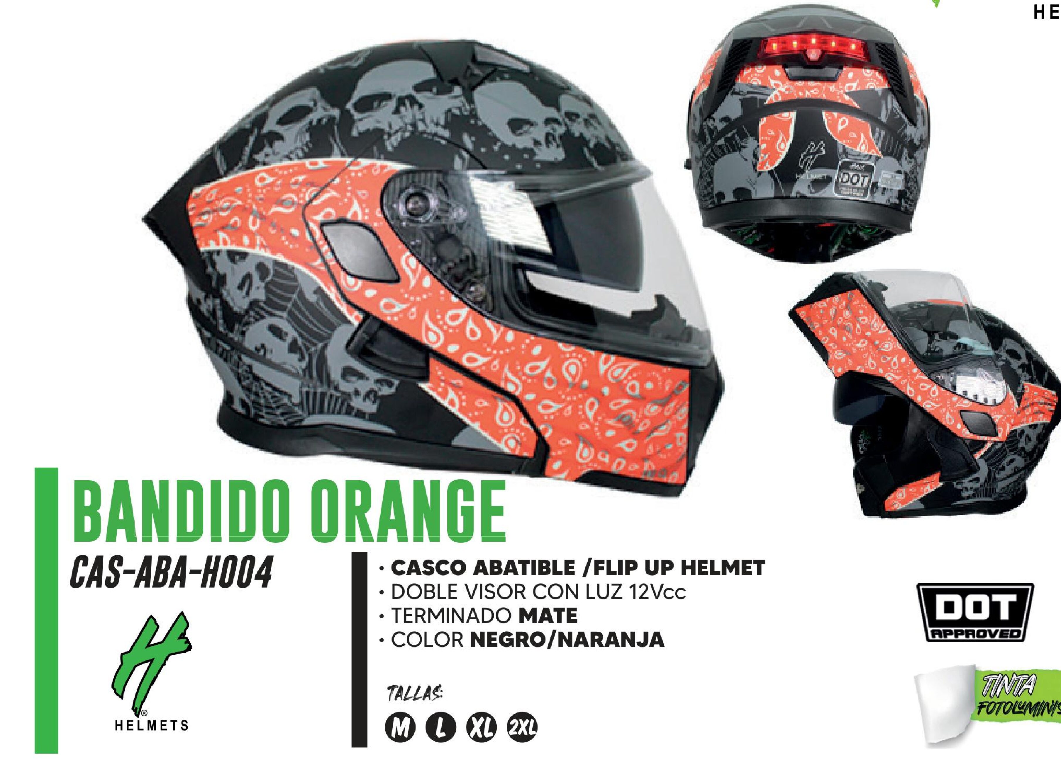 PRETEMPORADA - CASCO ABATIBLE BANDIDO CERTIFICADO DOT / CAS-ABA-H004-XL