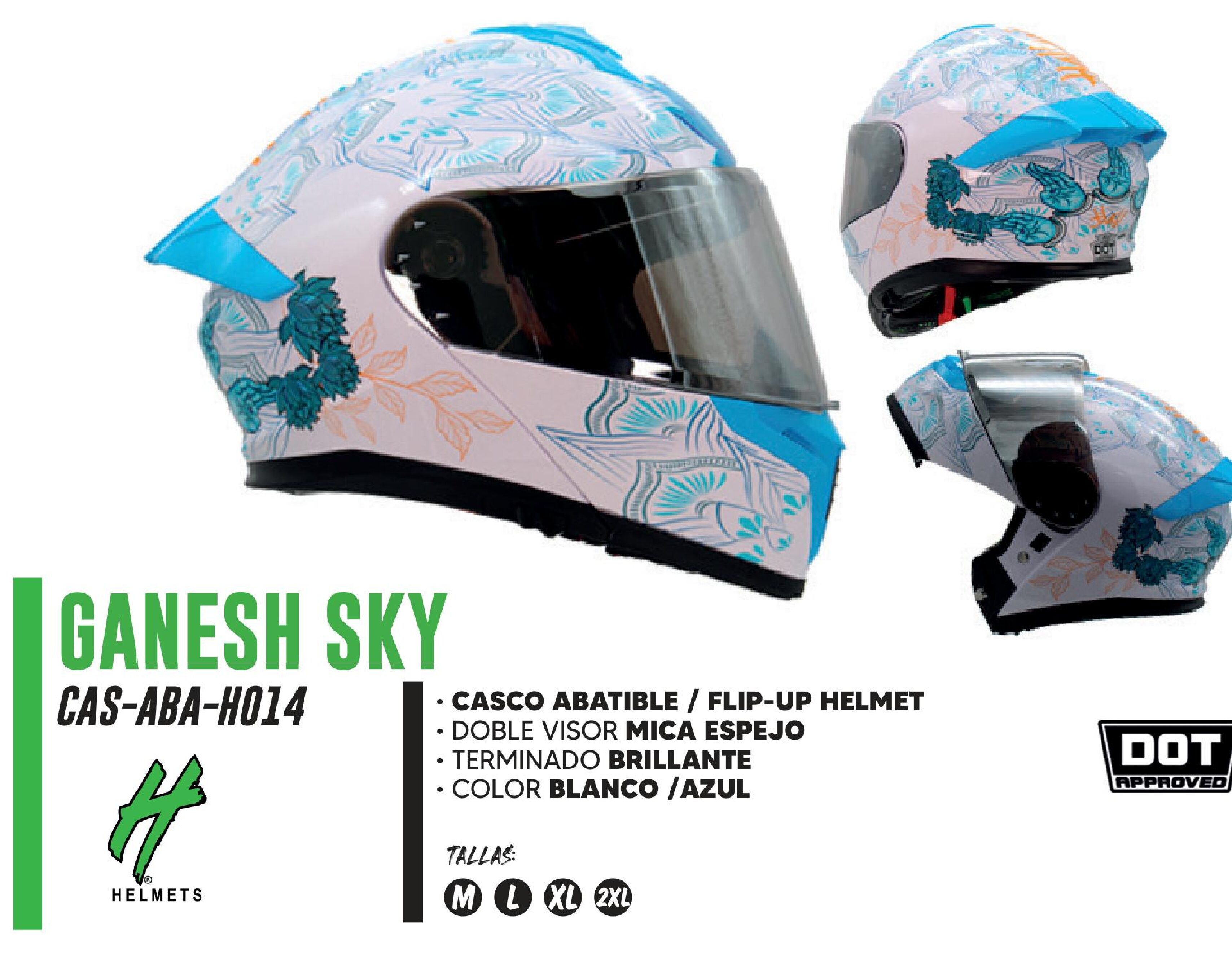 REGALO - CASCO ABATIBLE HALF CERTIFICADO DOT DOBLE VISOR MICA ESPEJO / CAS-ABA-H014-XL