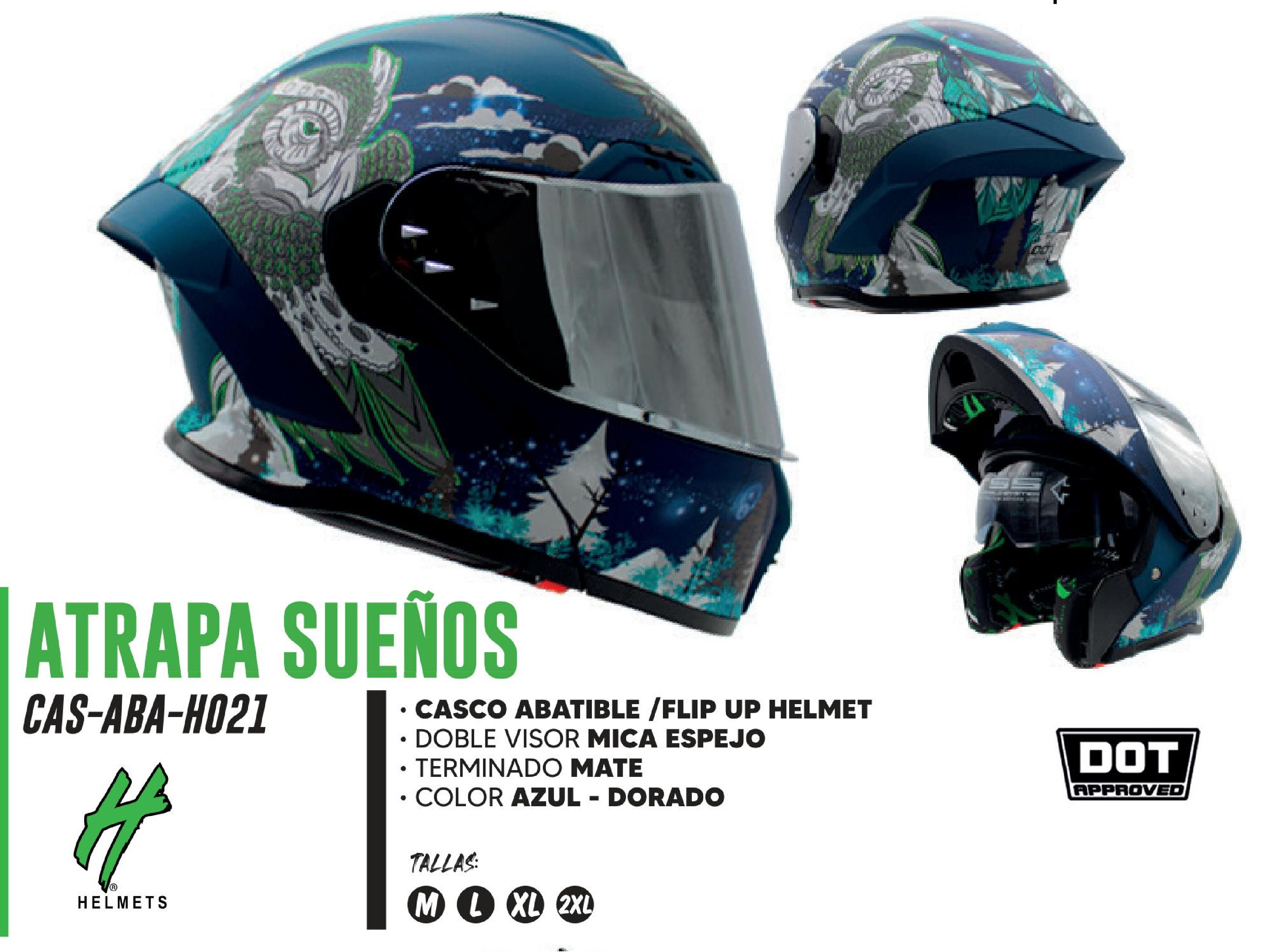 CASCO ABATIBLE HALF CERTIFICADO DOT DOBLE VISOR MICA ESPEJO / CAS-ABA-H021-M
