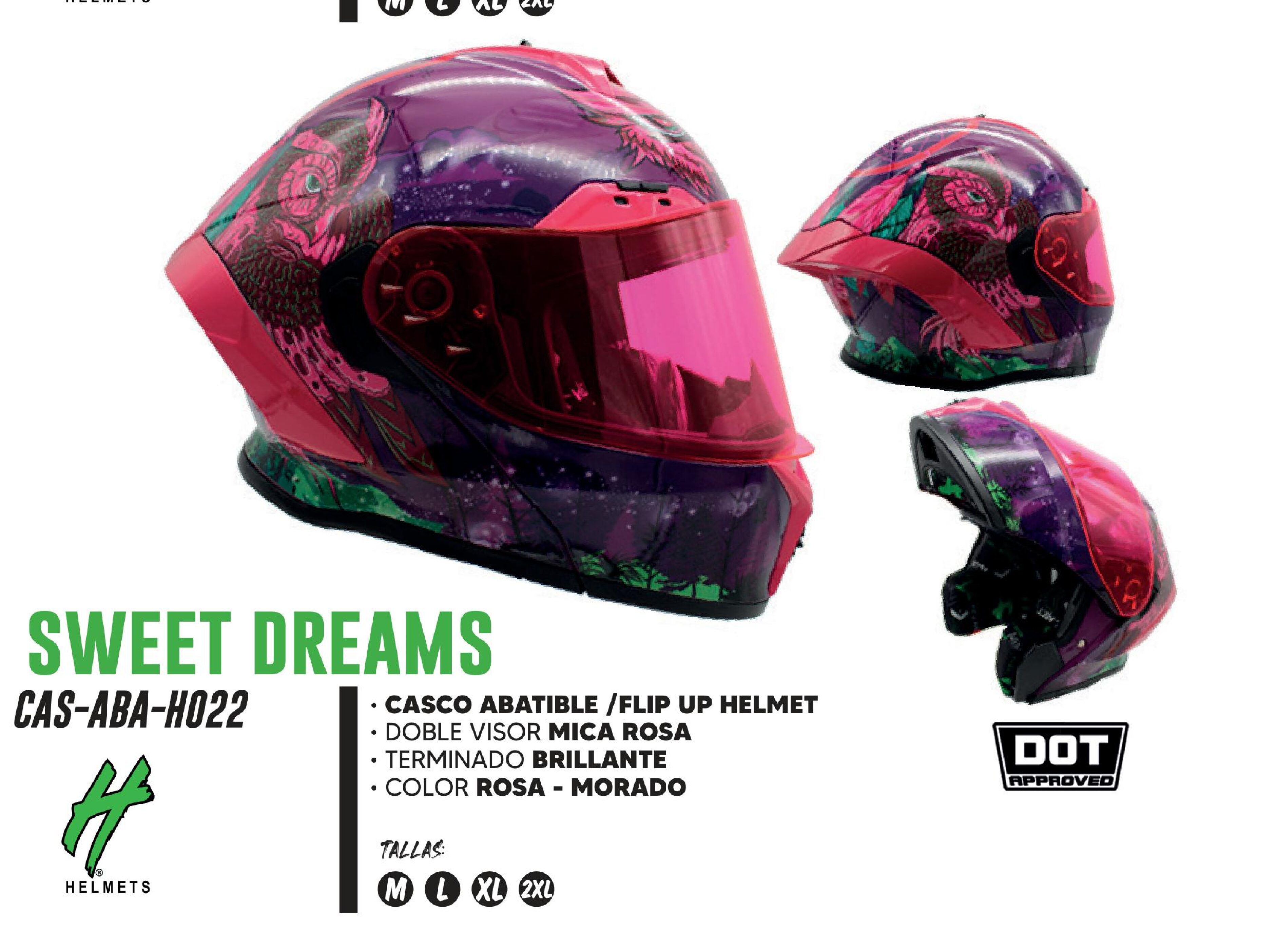 CASCO ABATIBLE HALF CERTIFICADO DOT DOBLE VISOR MICA ROSA HUMO / CAS-ABA-H022-M